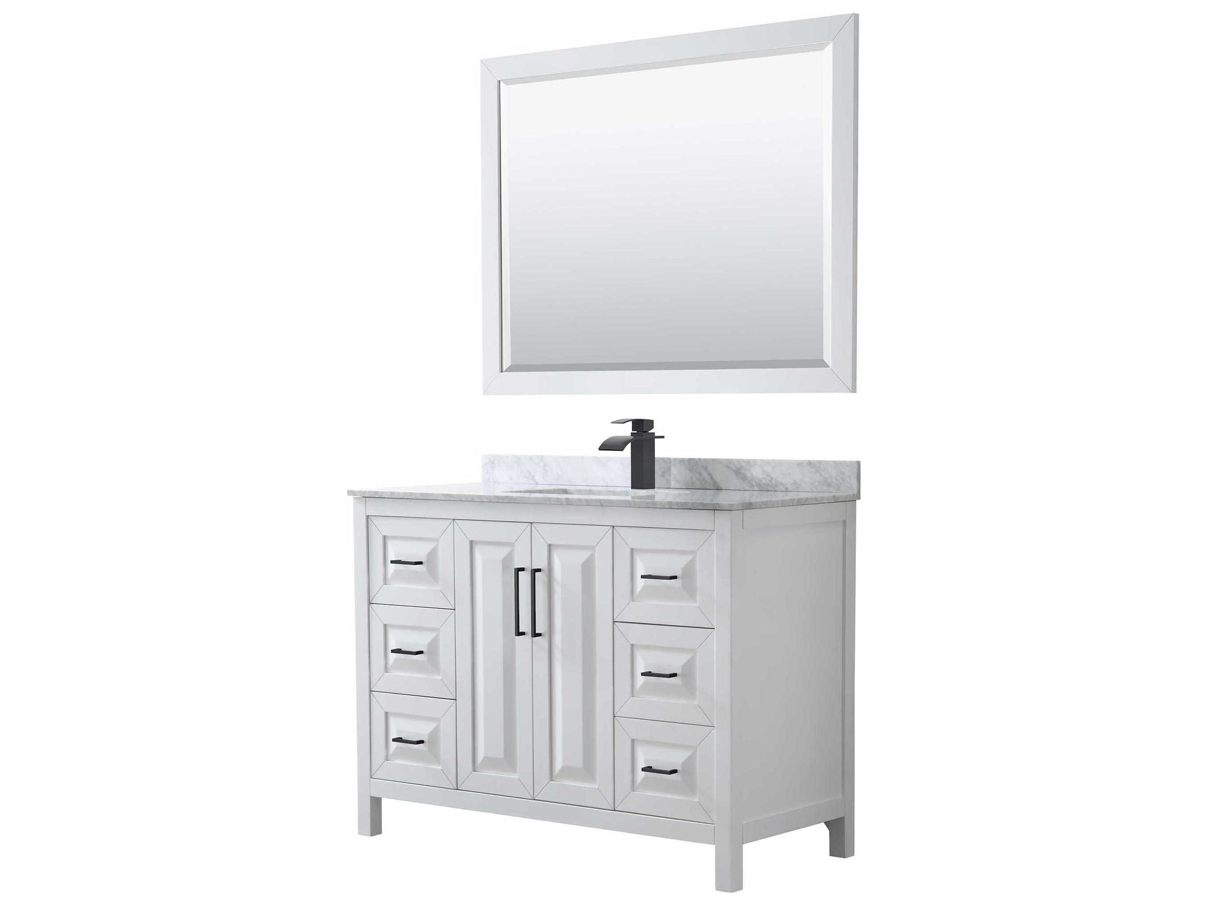 Wyndham Collection Daria 48" White Vanity with 46" Mirror