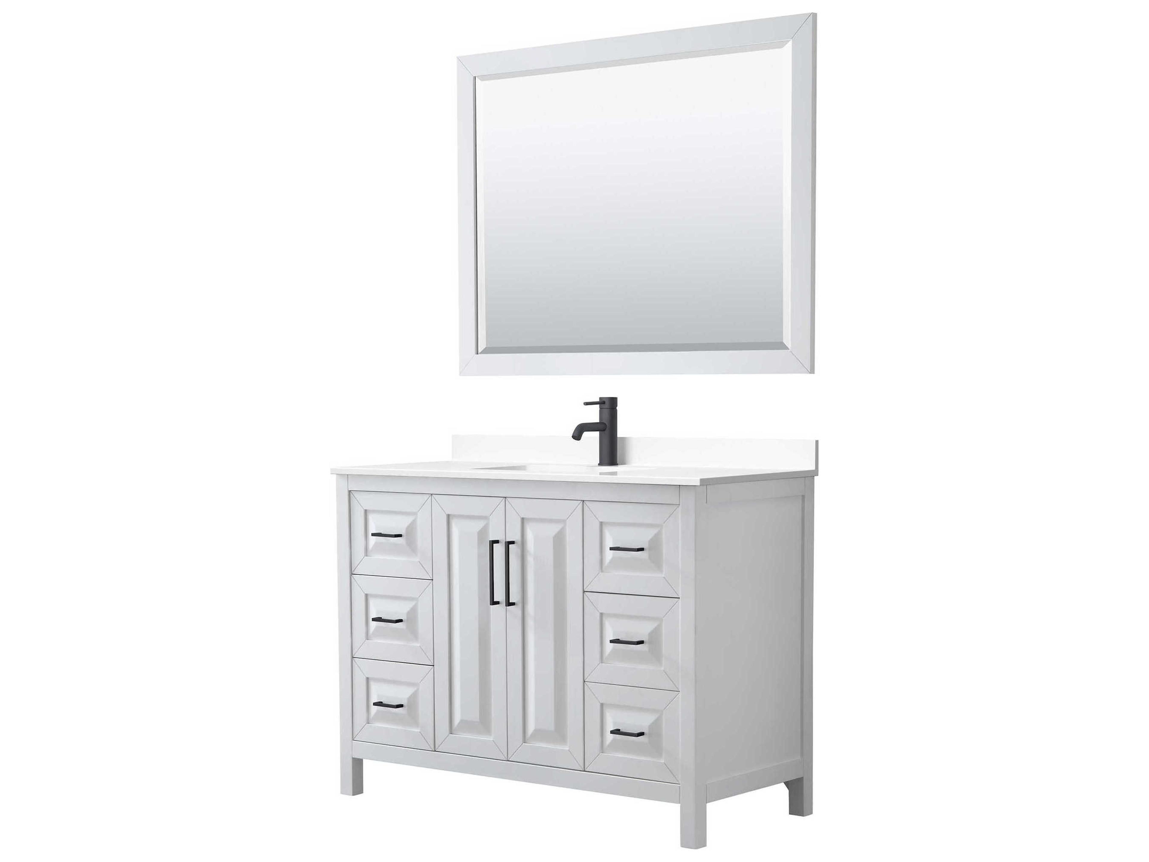 Wyndham Collection Daria 48" White Vanity with 46" Mirror