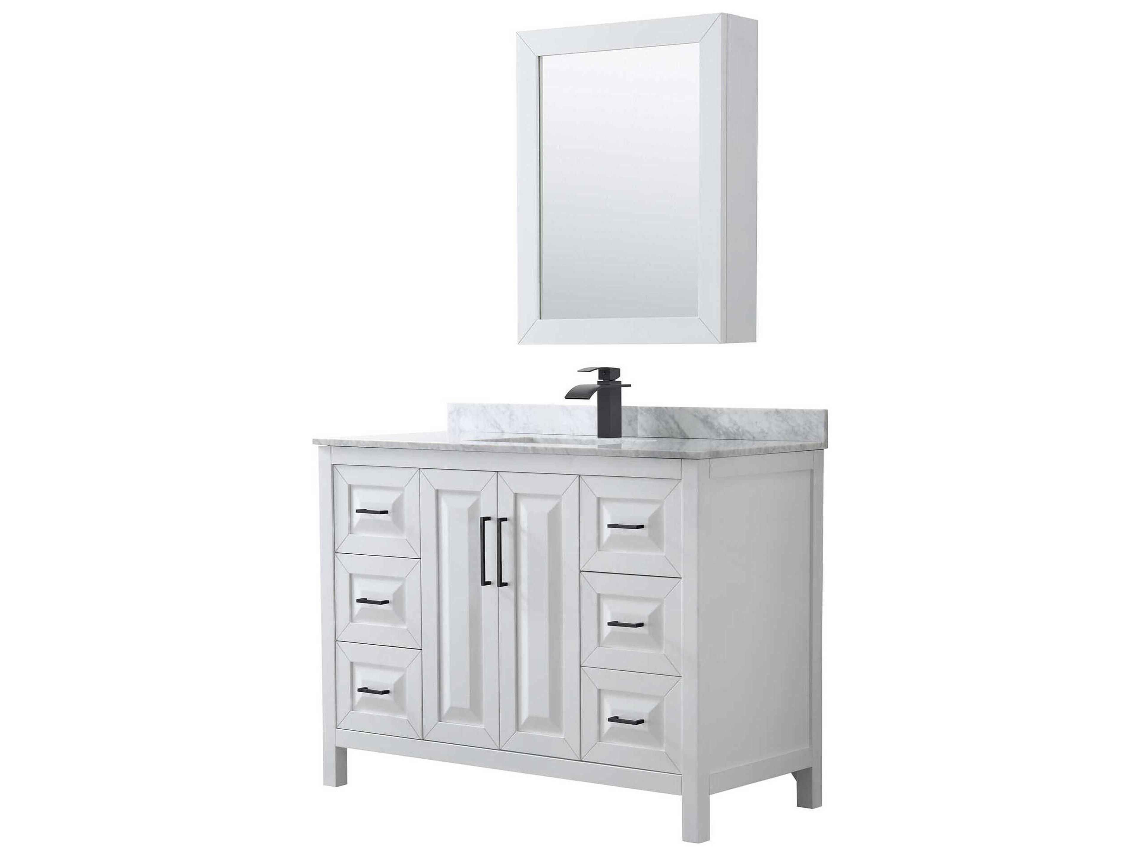 Wyndham Collection Daria 48" White Vanity with Medicine Cabinet