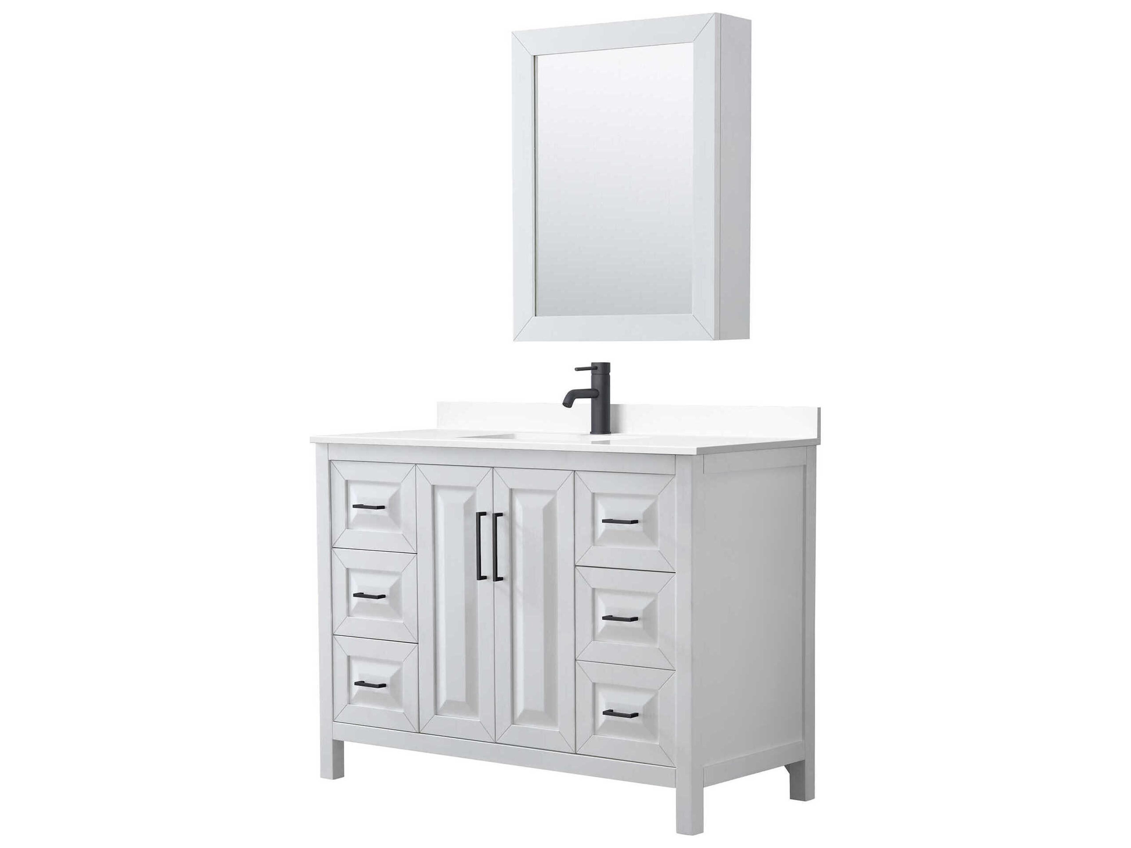 Wyndham Collection Daria 48" White Vanity with Medicine Cabinet