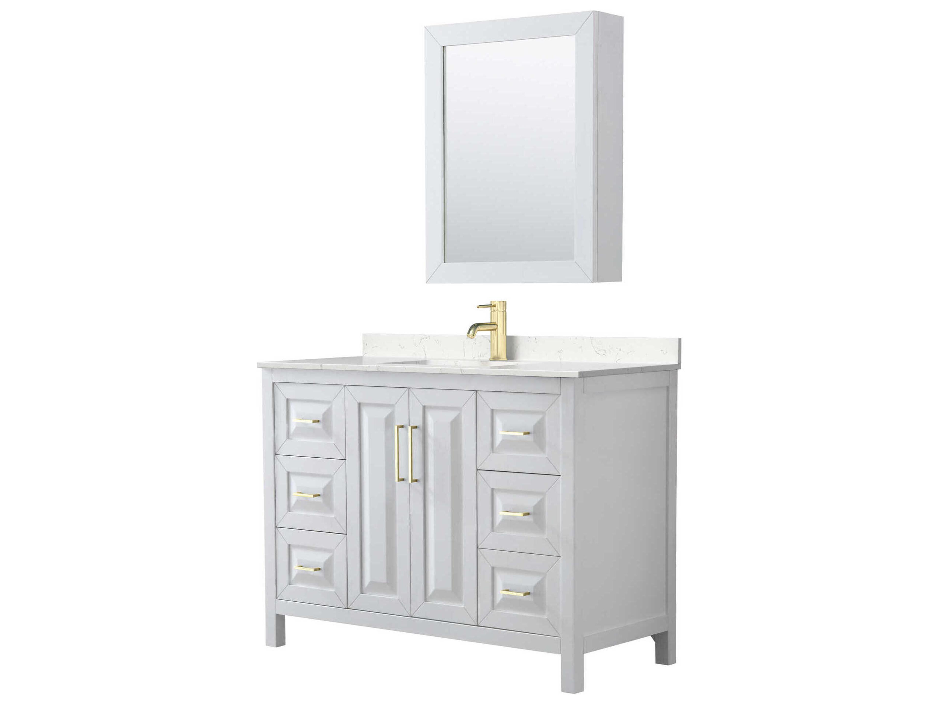 Wyndham Collection Daria 48" White Vanity with Medicine Cabinet