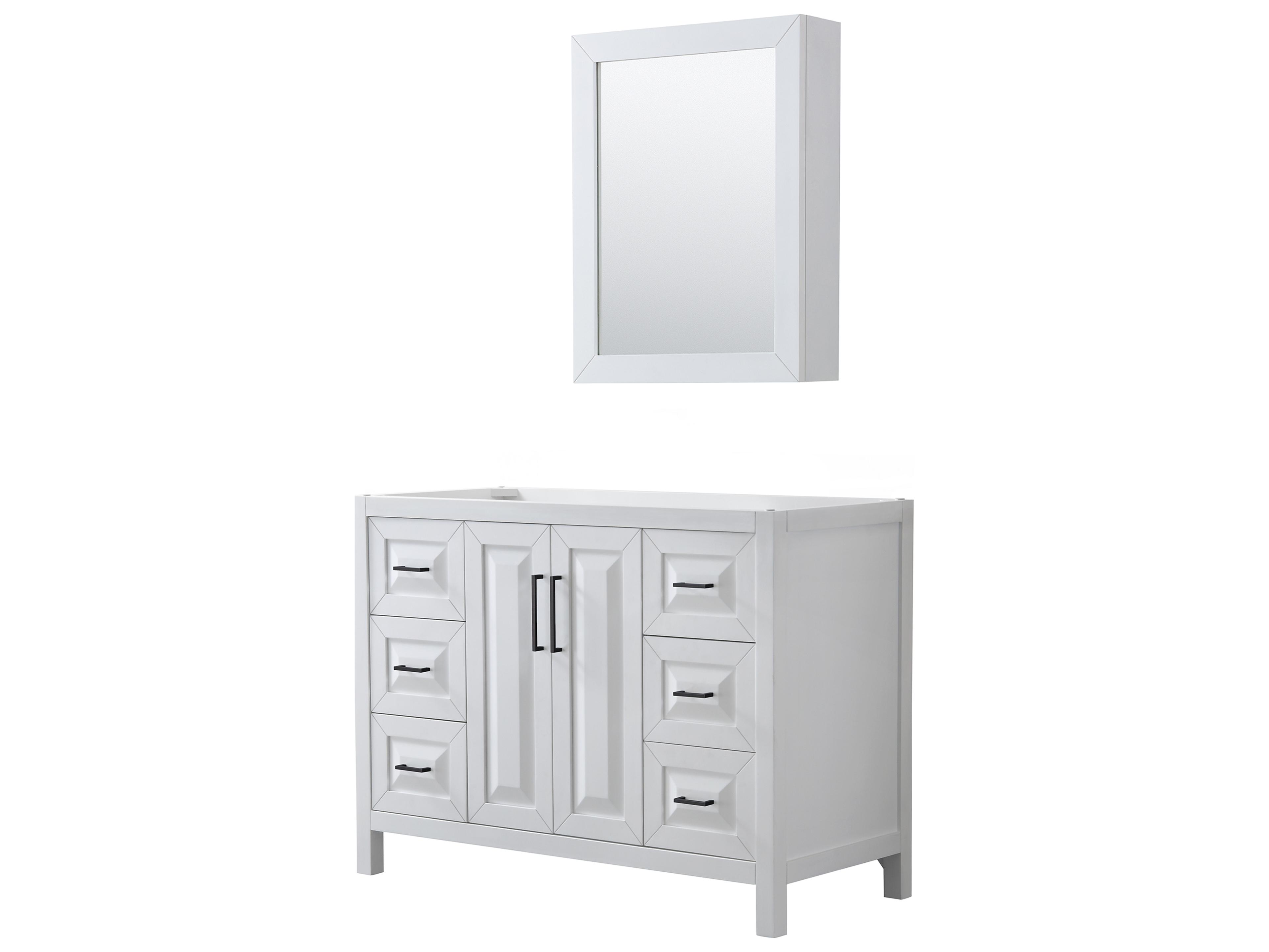 Wyndham Collection Daria 47" White Vanity with Medicine Cabinet