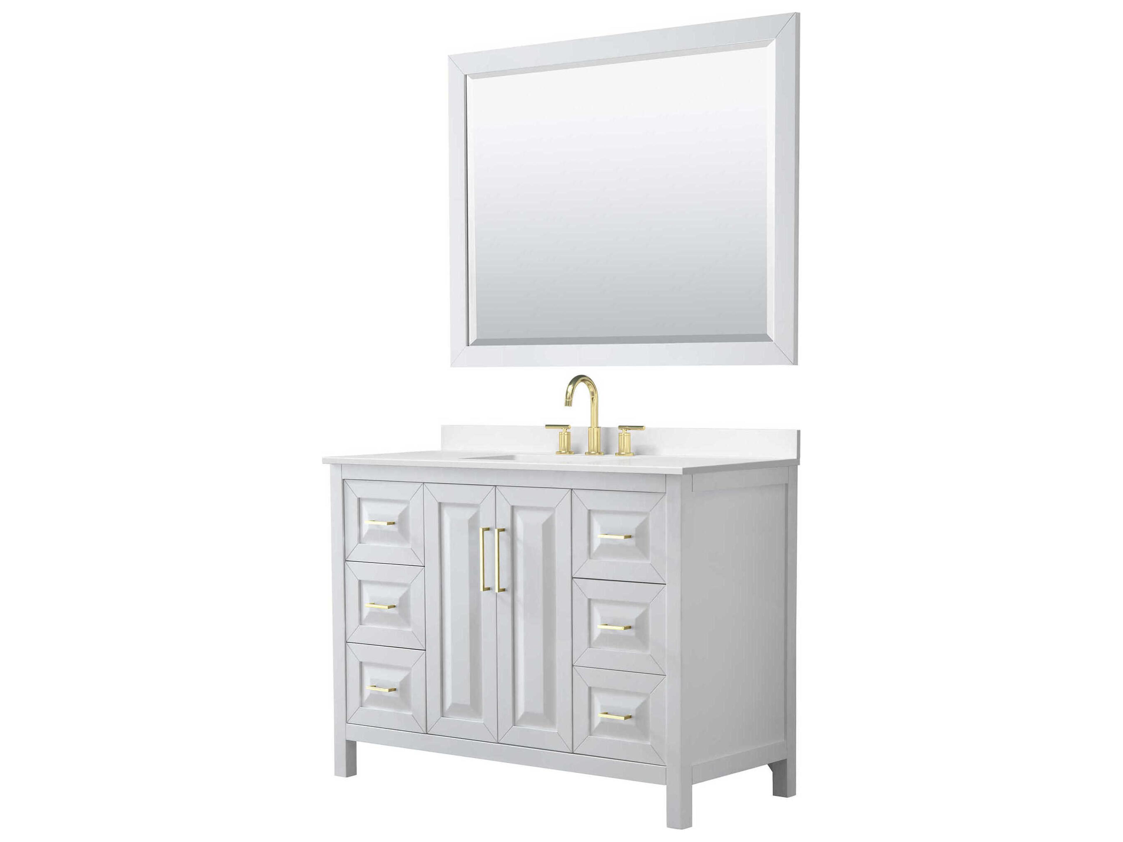 Wyndham Collection Daria 48" White Vanity with 46" Mirror