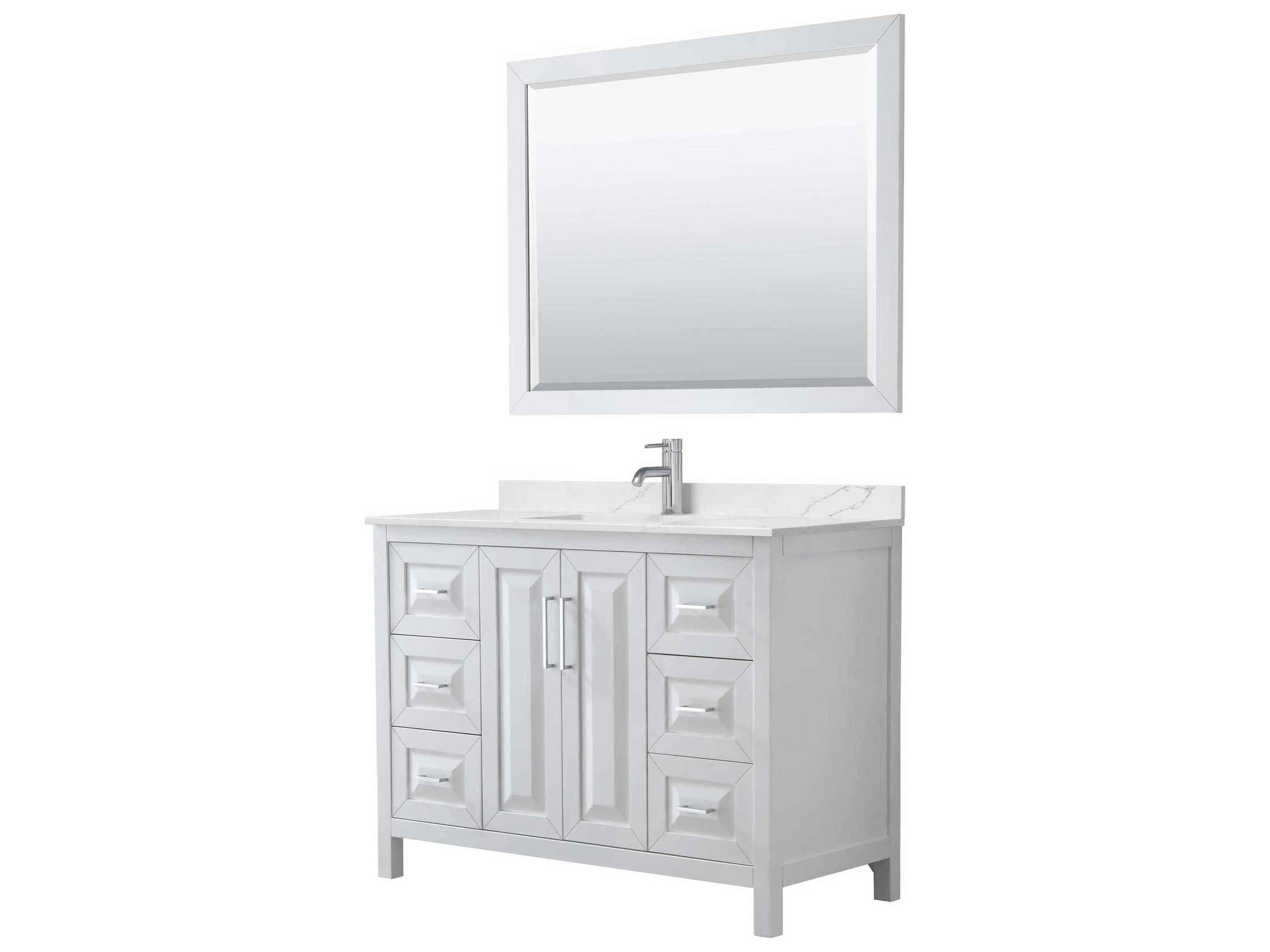 Wyndham Collection Daria 48" White Vanity with 46" Mirror