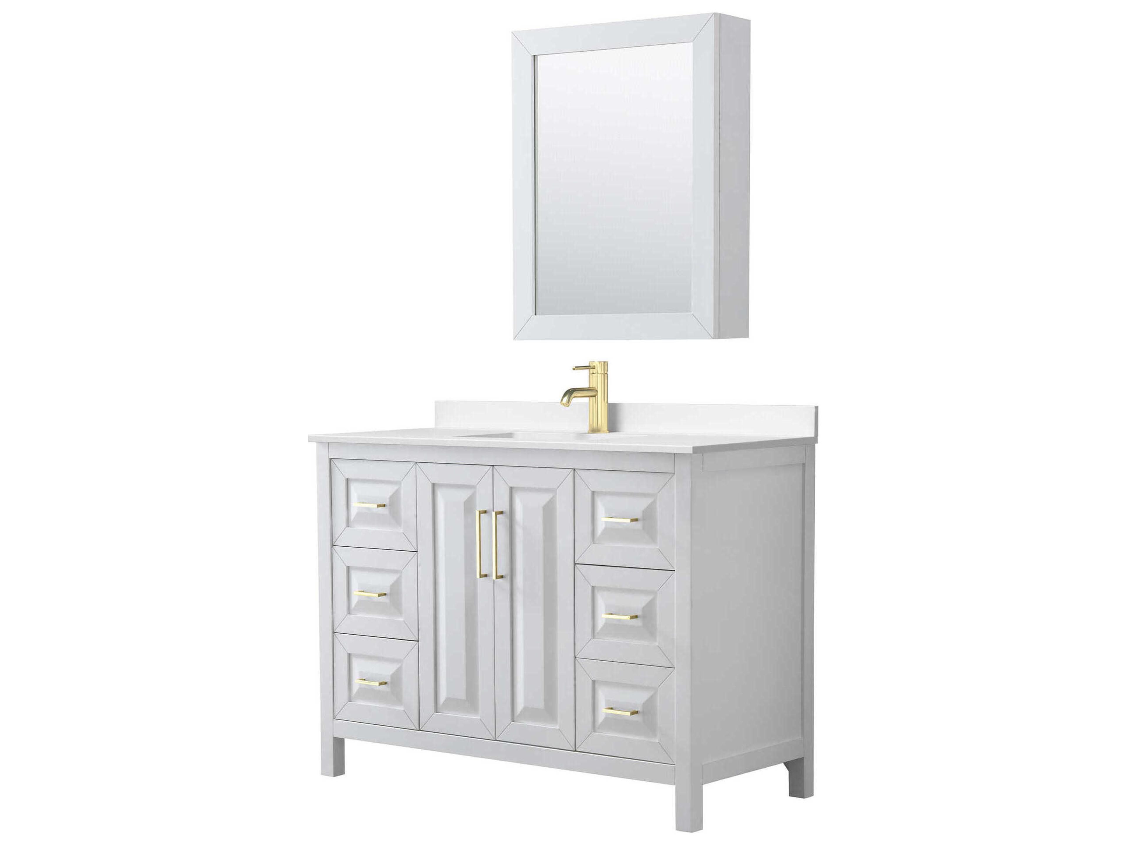 Wyndham Collection Daria 48" White Vanity with Medicine Cabinet