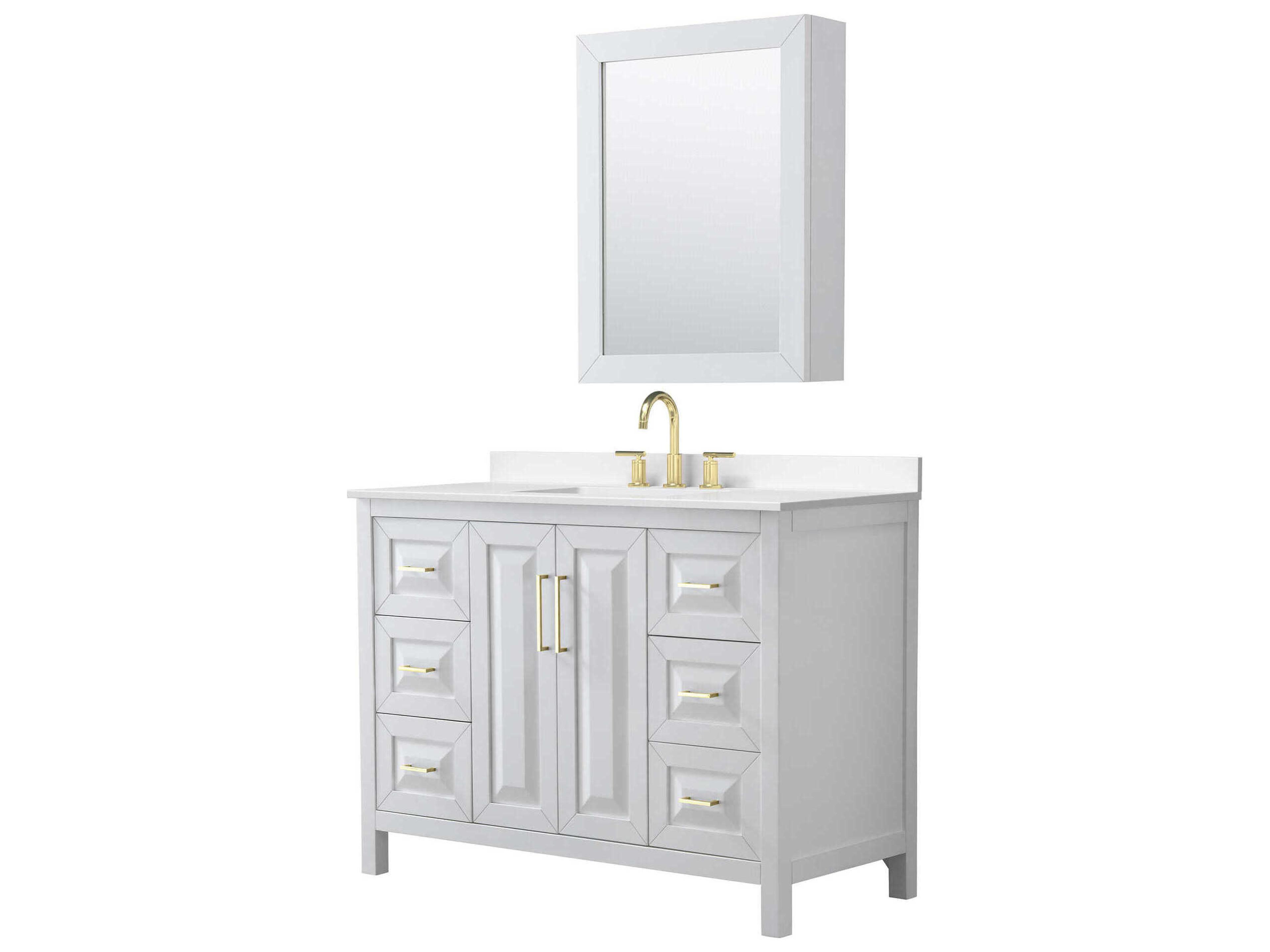 Wyndham Collection Daria 48" White Vanity with Medicine Cabinet