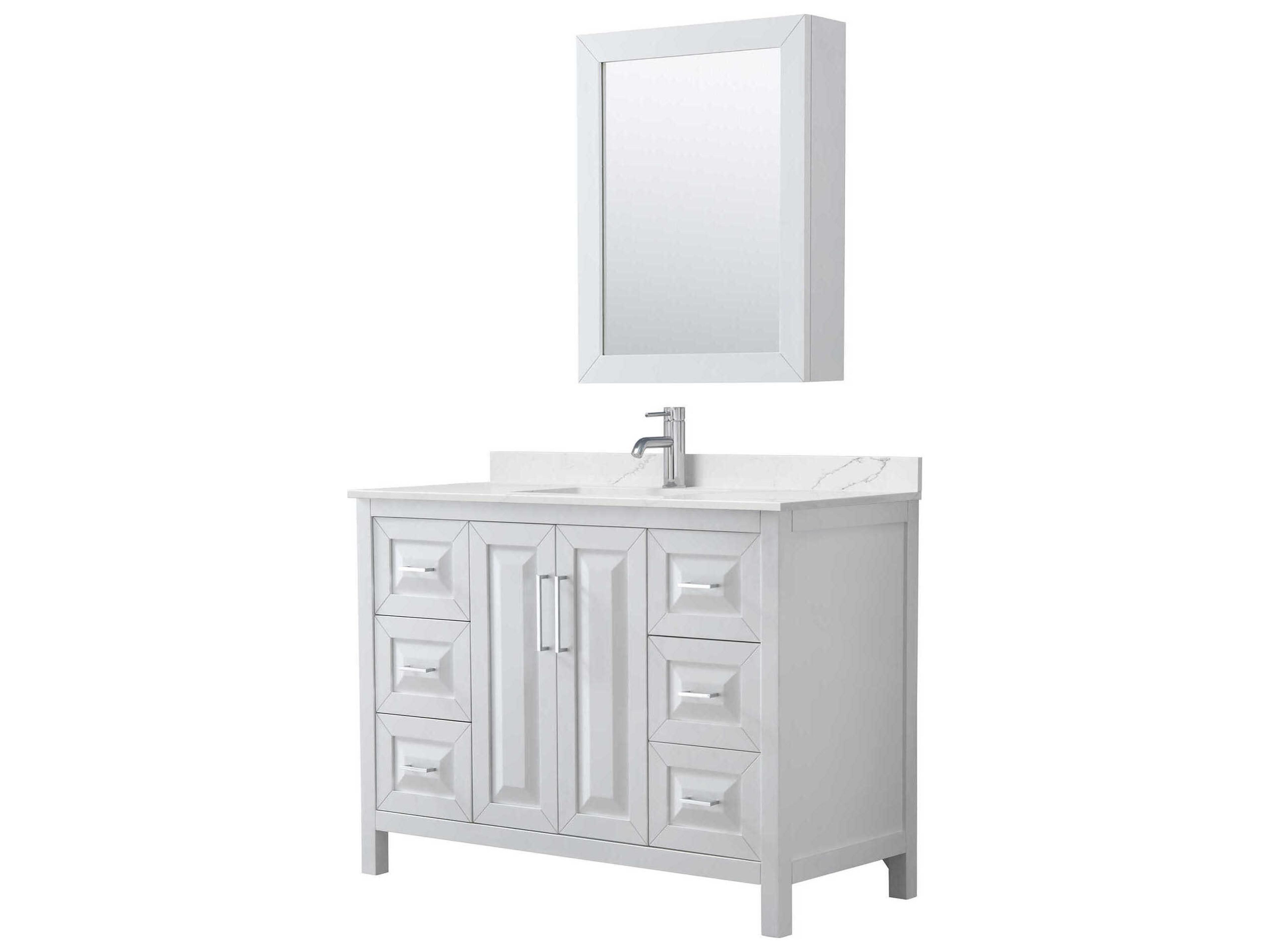 Wyndham Collection Daria 48" White Vanity with Medicine Cabinet