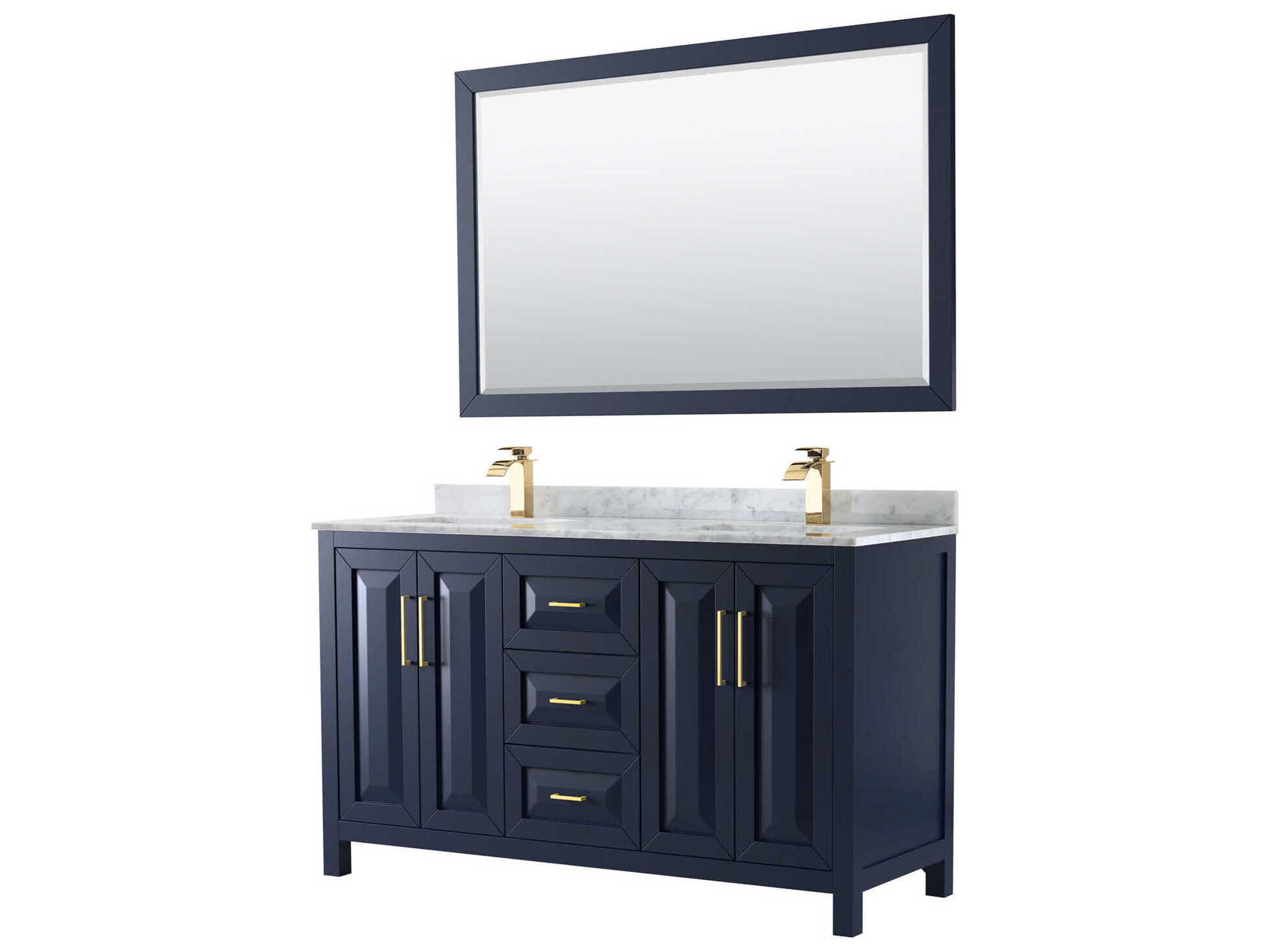 Wyndham Collection Daria 60" Dark Blue Vanity with 58" Mirror