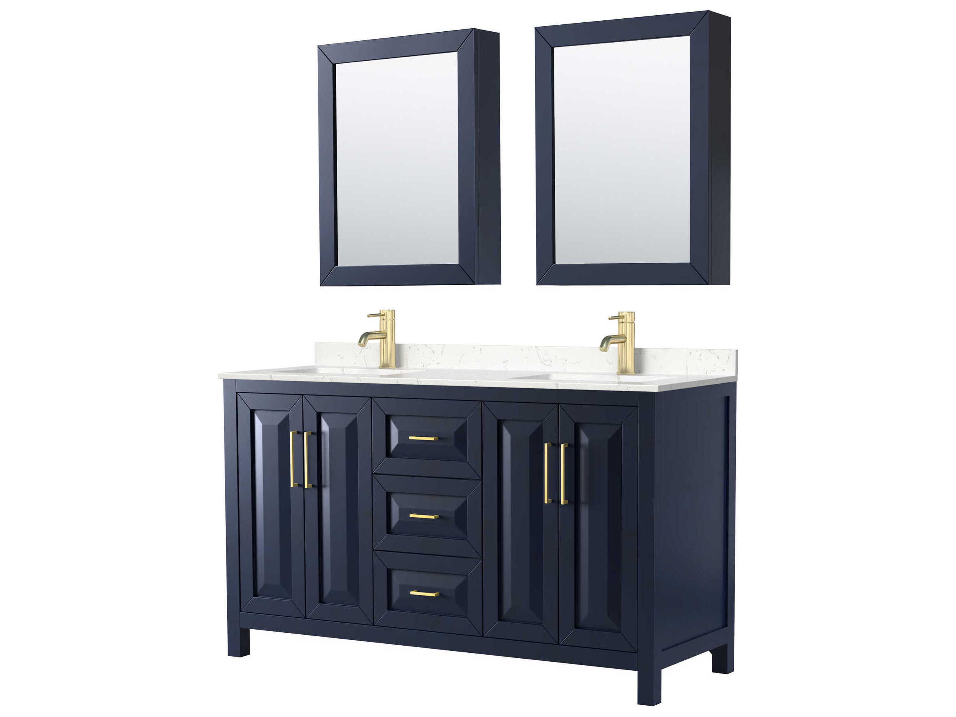 Wyndham Collection Daria 60" Dark Blue Vanity with Medicine Cabinet
