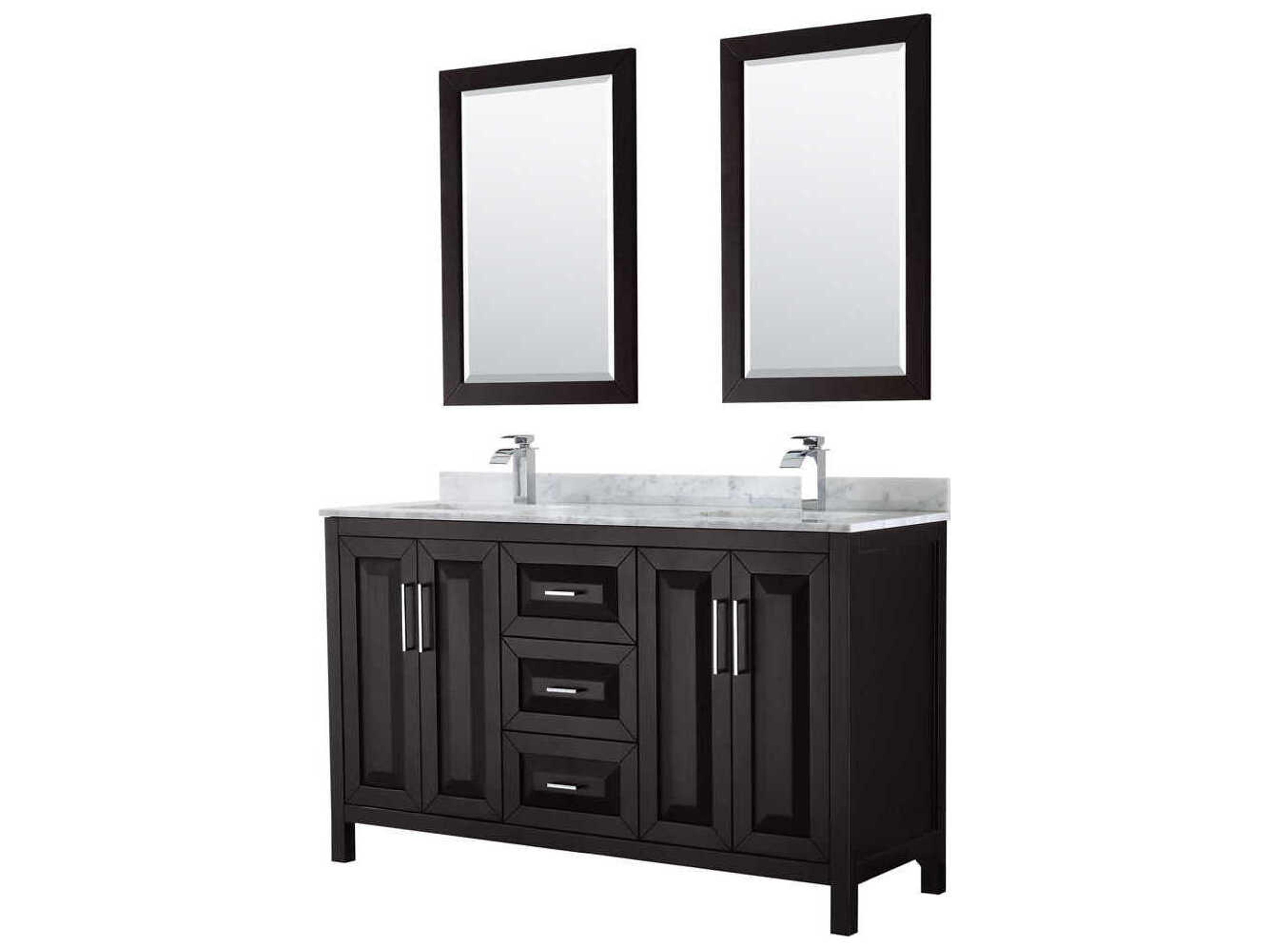 Wyndham Collection Daria 60" Dark Espresso Vanity with 24" Mirror