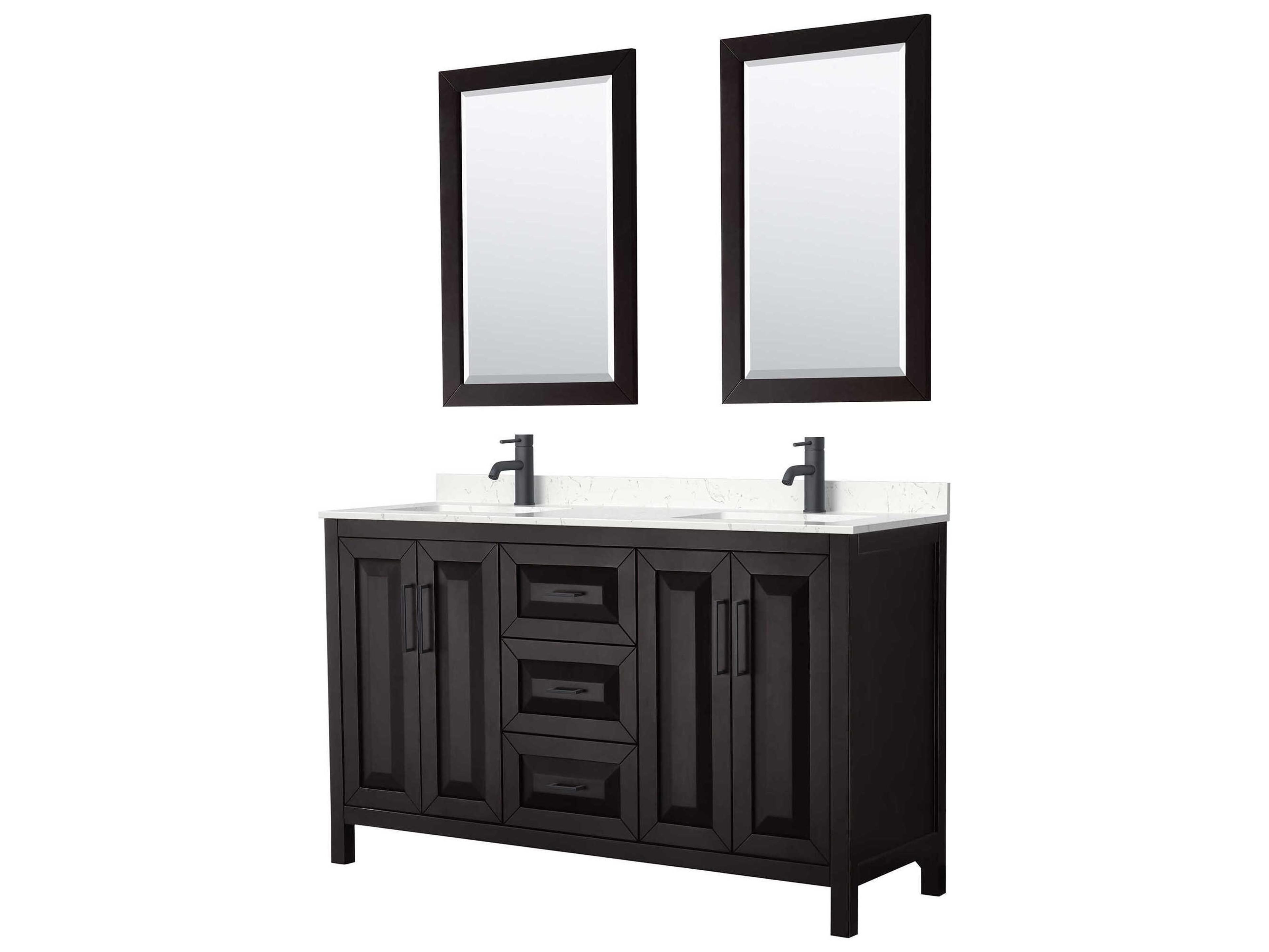 Wyndham Collection Daria 60" Dark Espresso Vanity with 24" Mirror