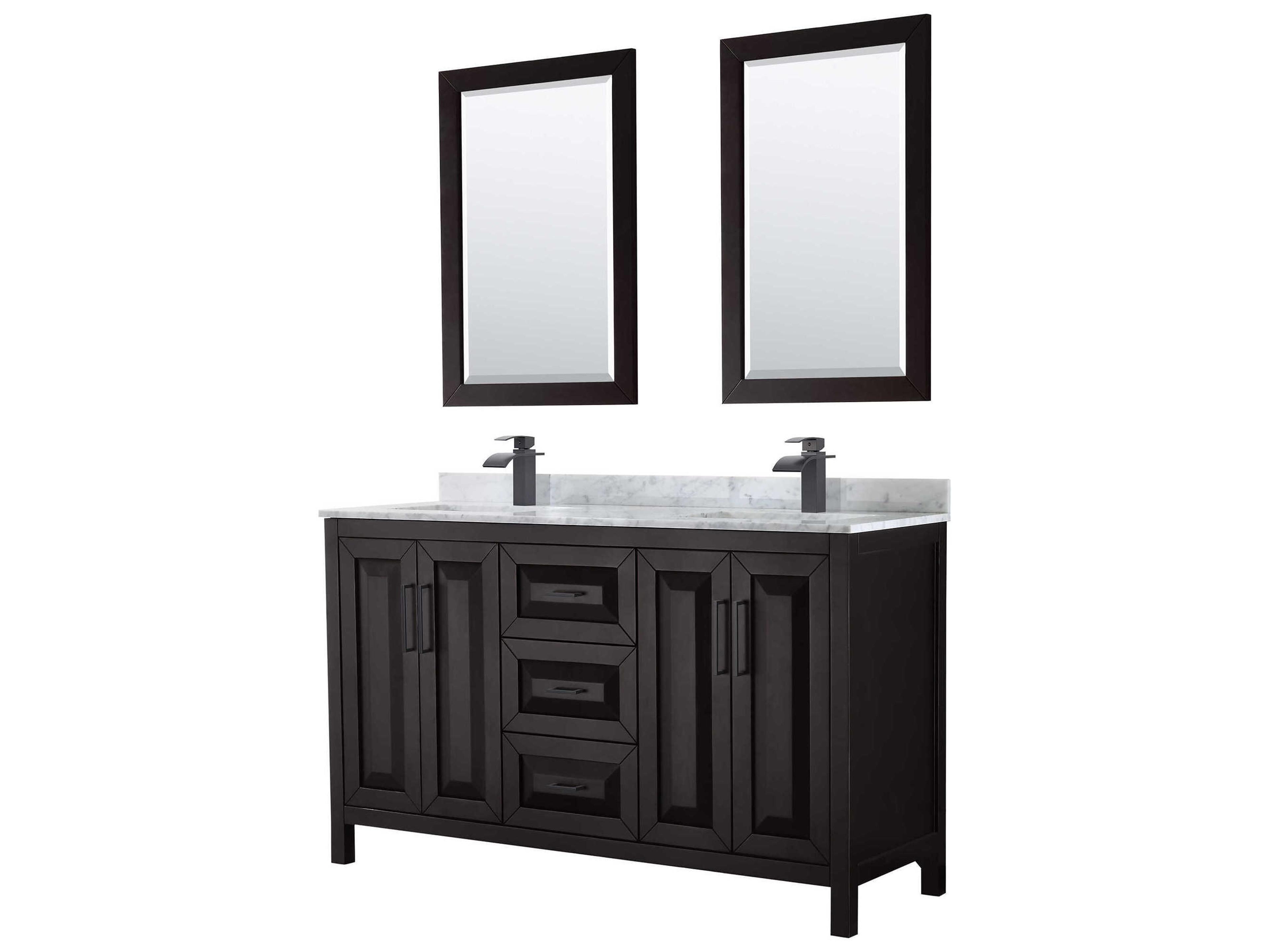 Wyndham Collection Daria 60" Dark Espresso Vanity with 24" Mirror