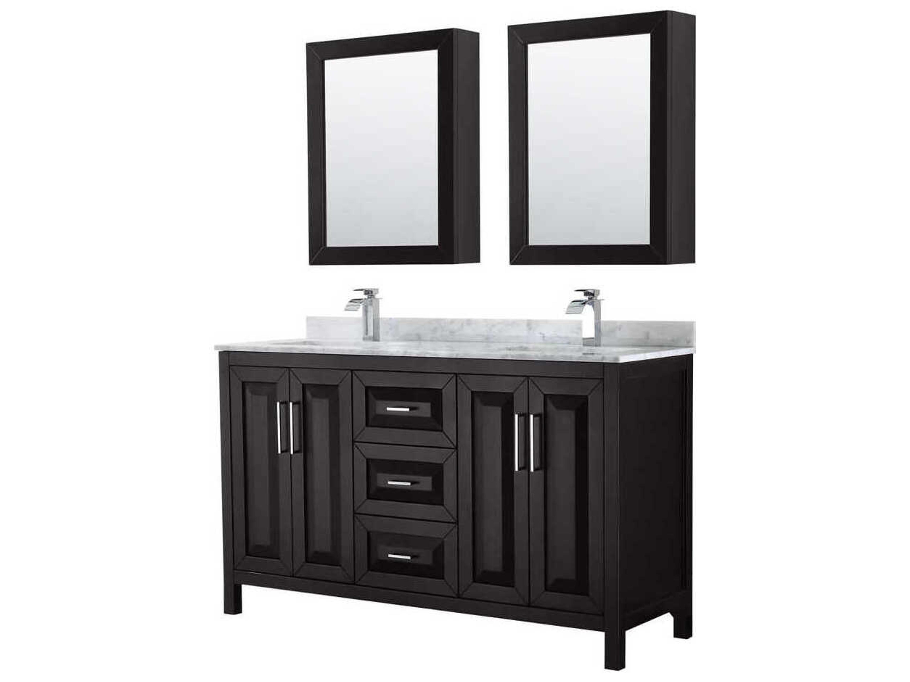 Wyndham Collection Daria 60" Dark Espresso Vanity with Medicine Cabinet