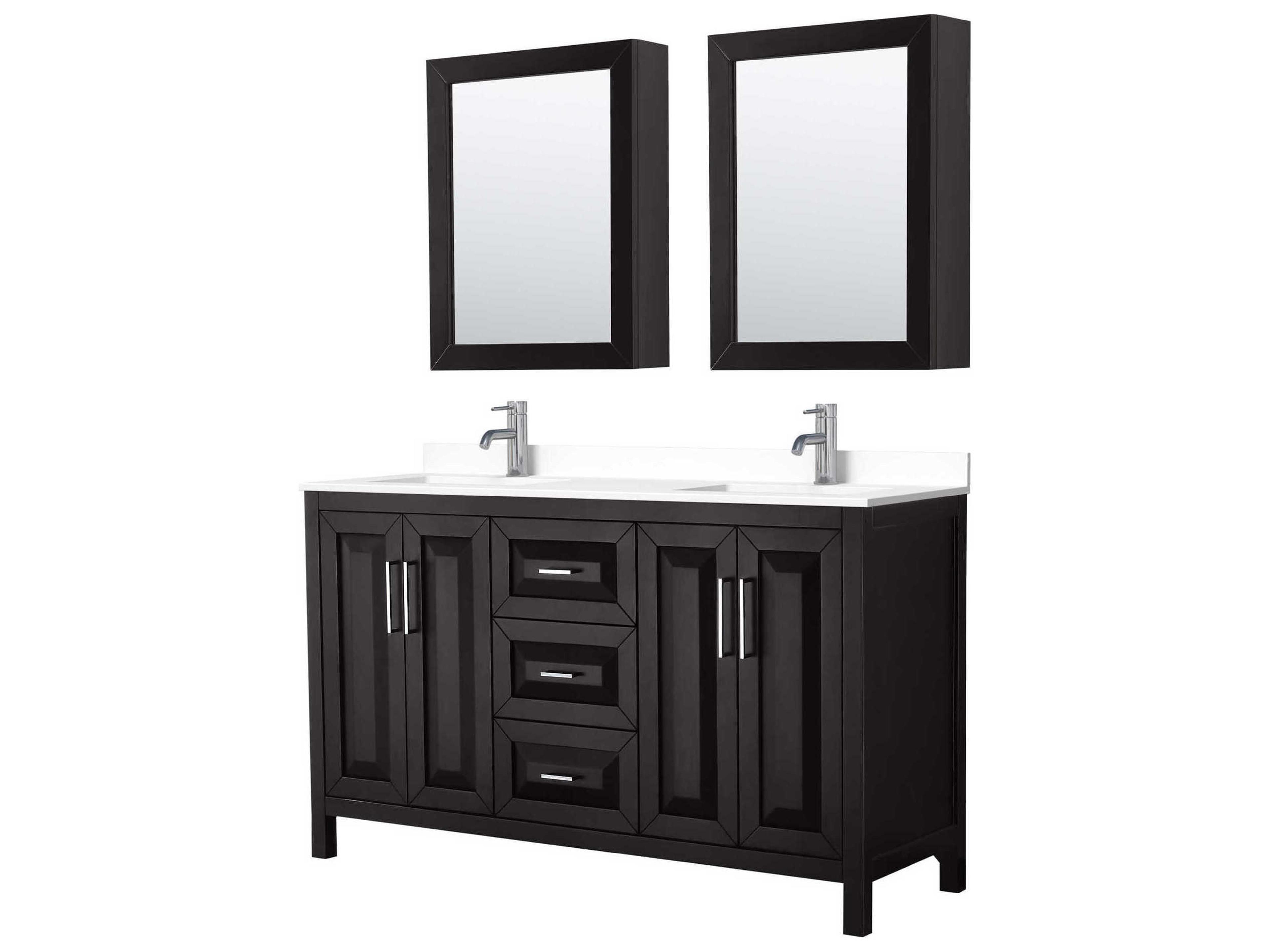 Wyndham Collection Daria 60" Dark Espresso Vanity with Medicine Cabinet