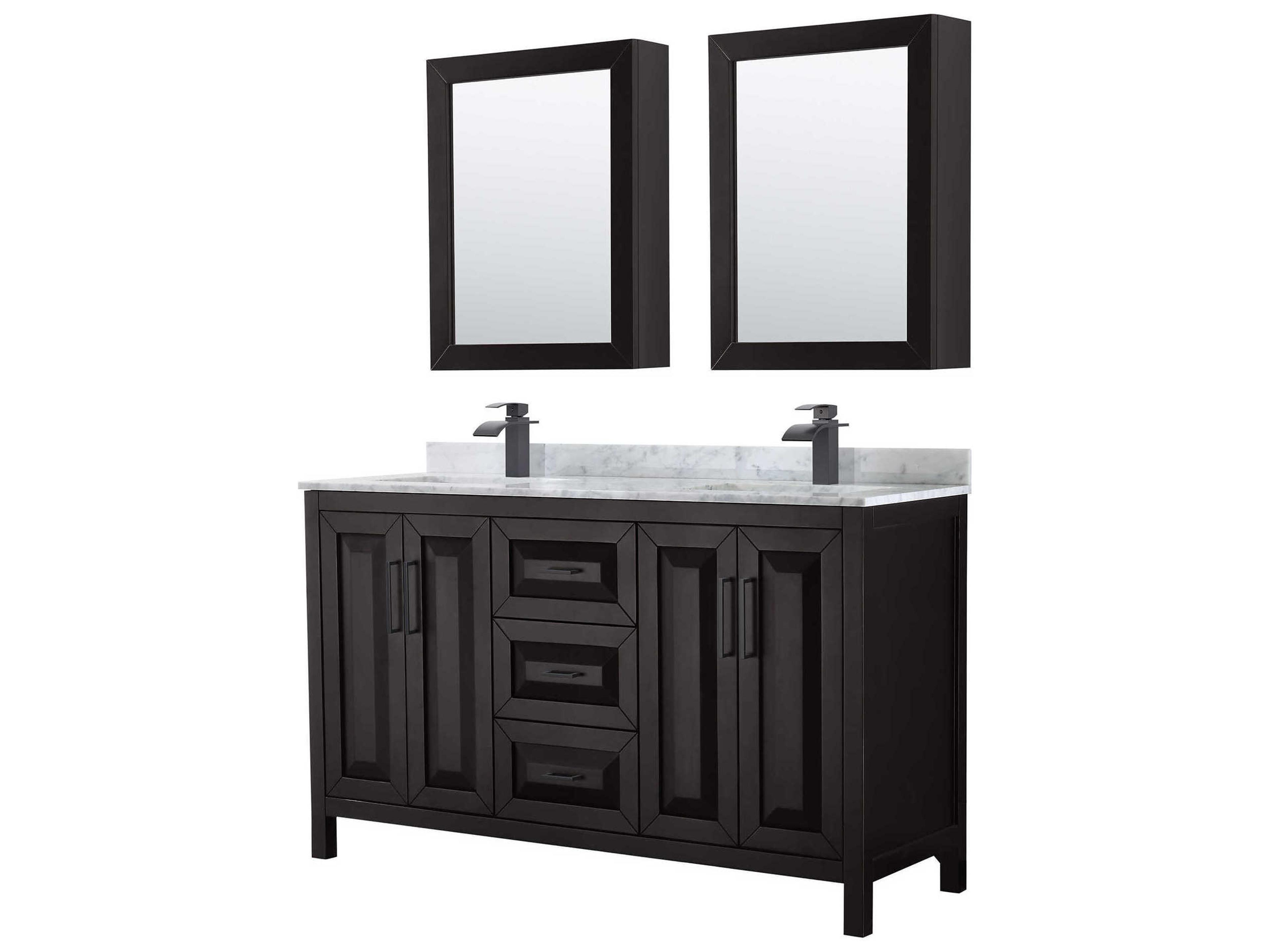Wyndham Collection Daria 60" Dark Espresso Vanity with Medicine Cabinet