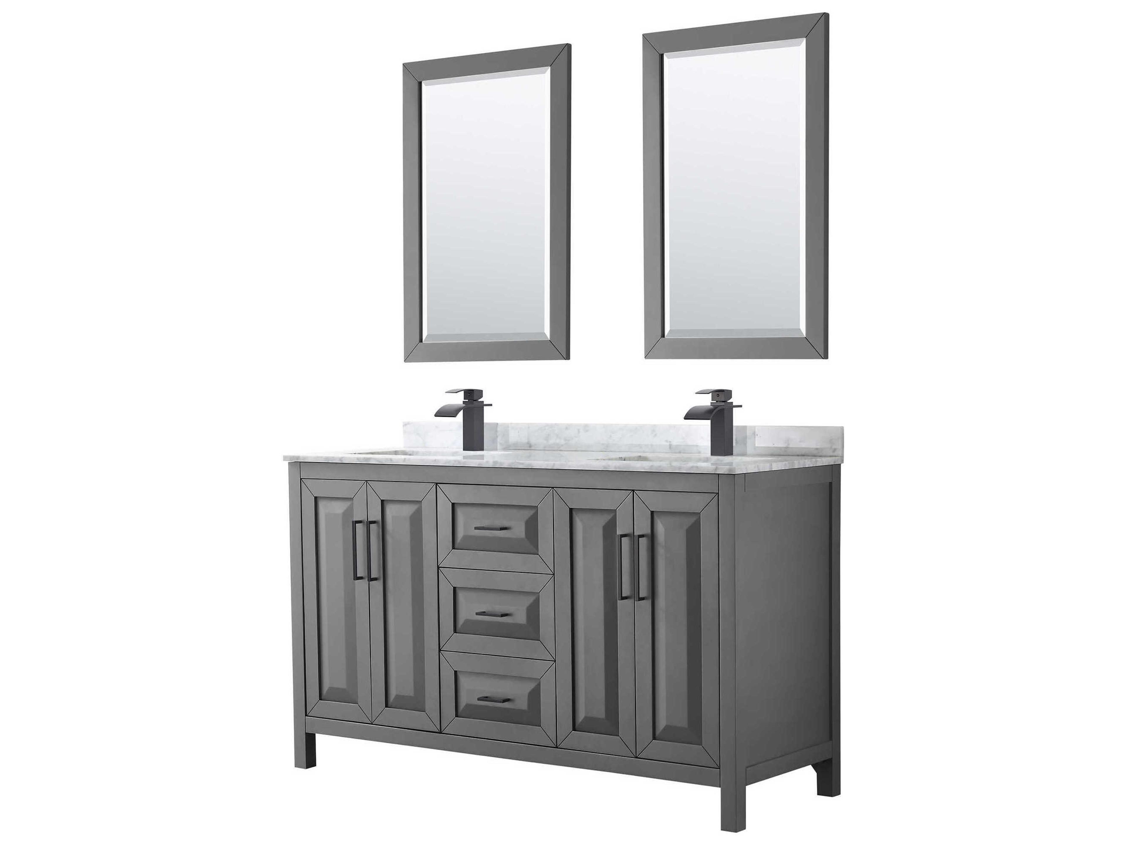Wyndham Collection Daria 60" Dark Gray Vanity with 24" Mirror