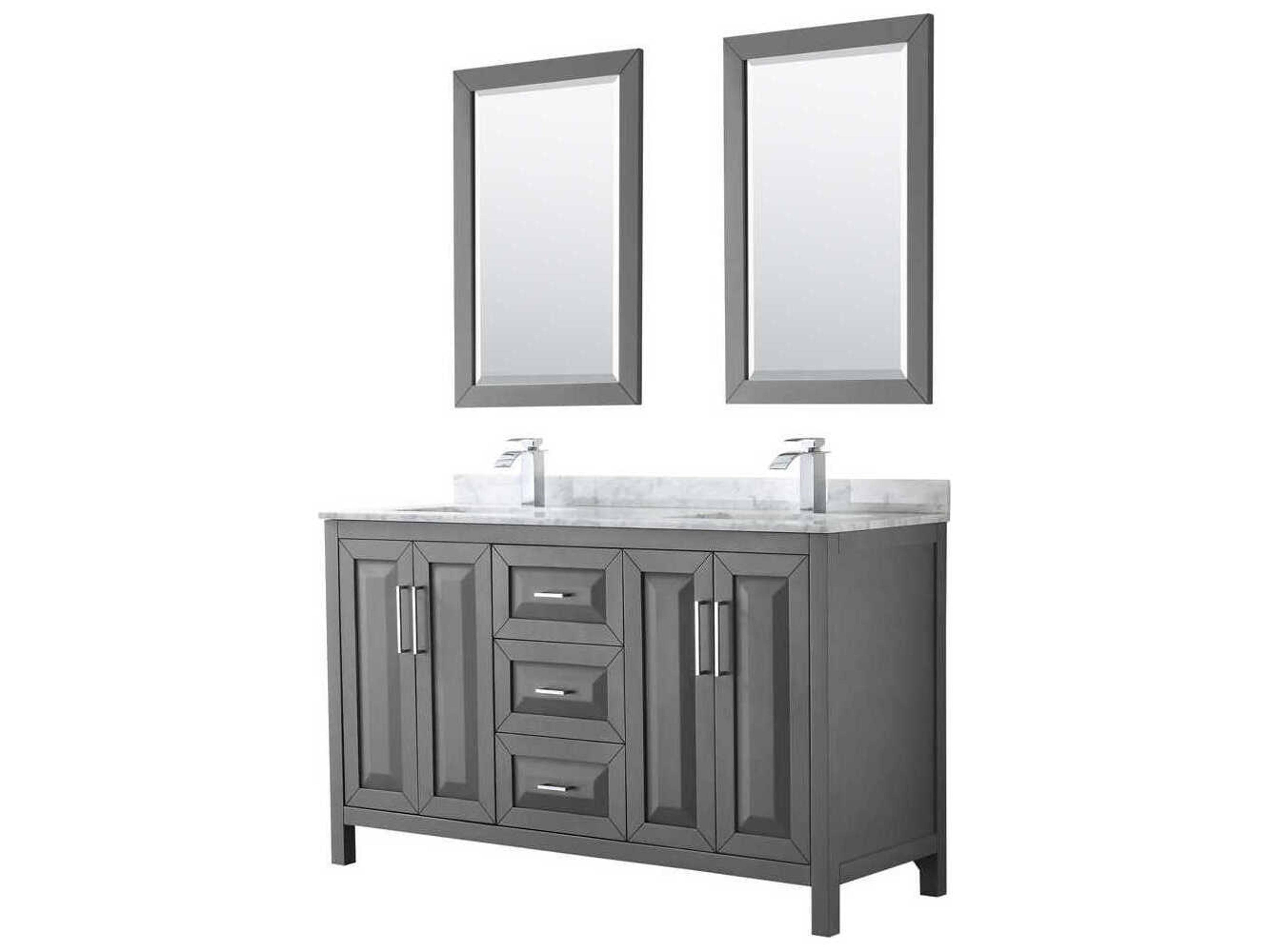 Wyndham Collection Daria 60" Dark Gray Vanity with 24" Mirror