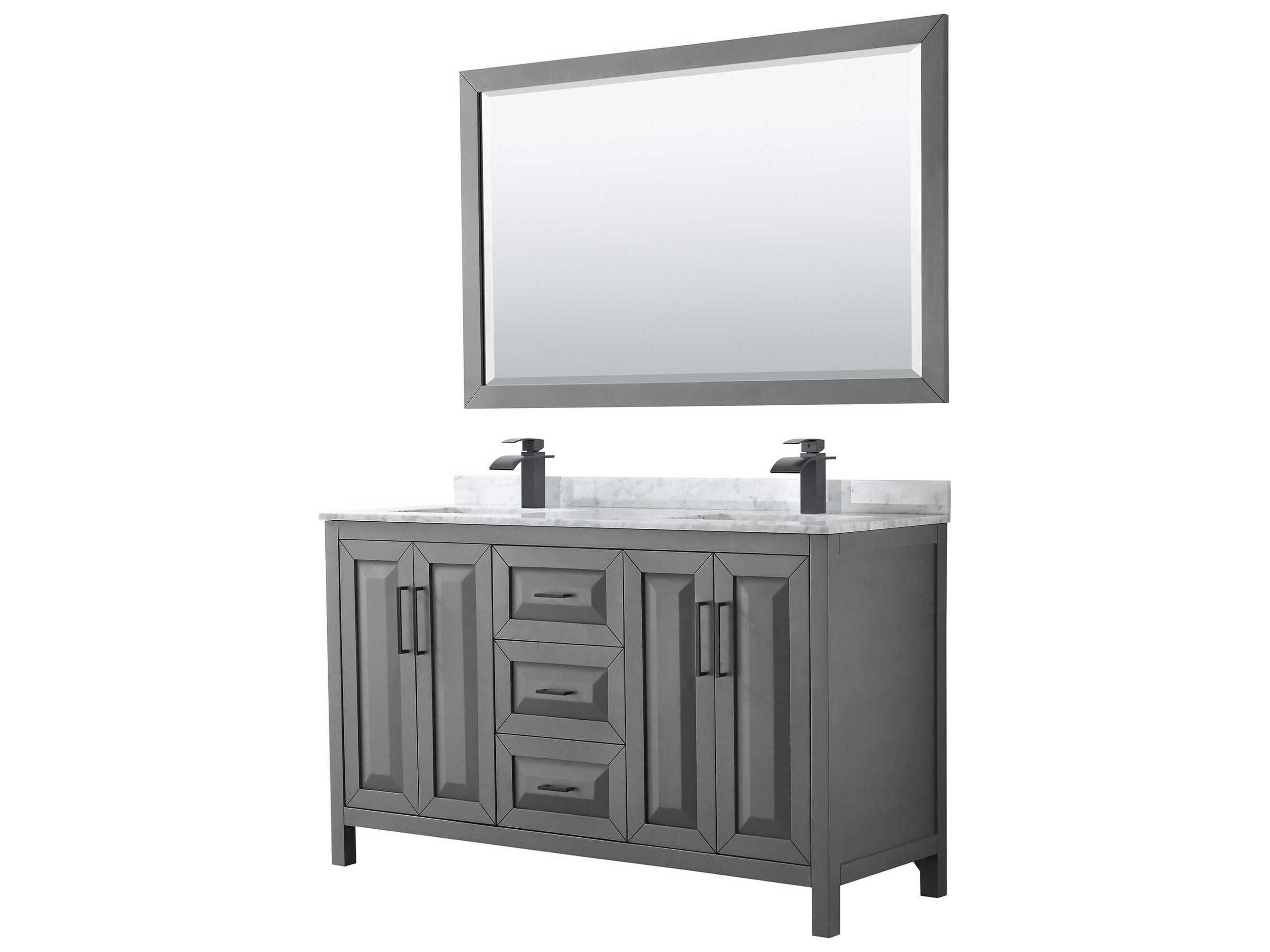 Wyndham Collection Daria 60" Dark Gray Vanity with 58" Mirror