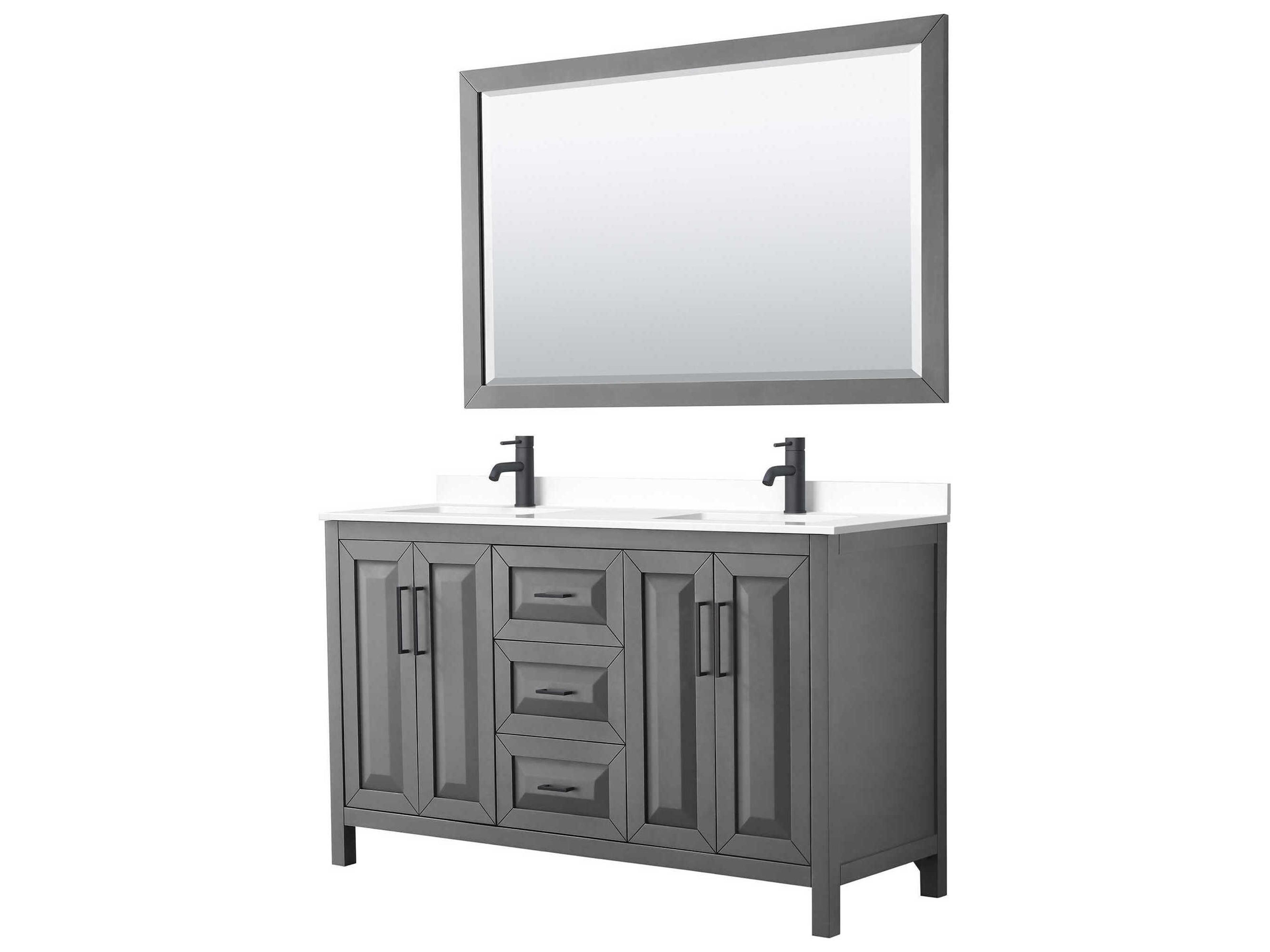 Wyndham Collection Daria 60" Dark Gray Vanity with 58" Mirror