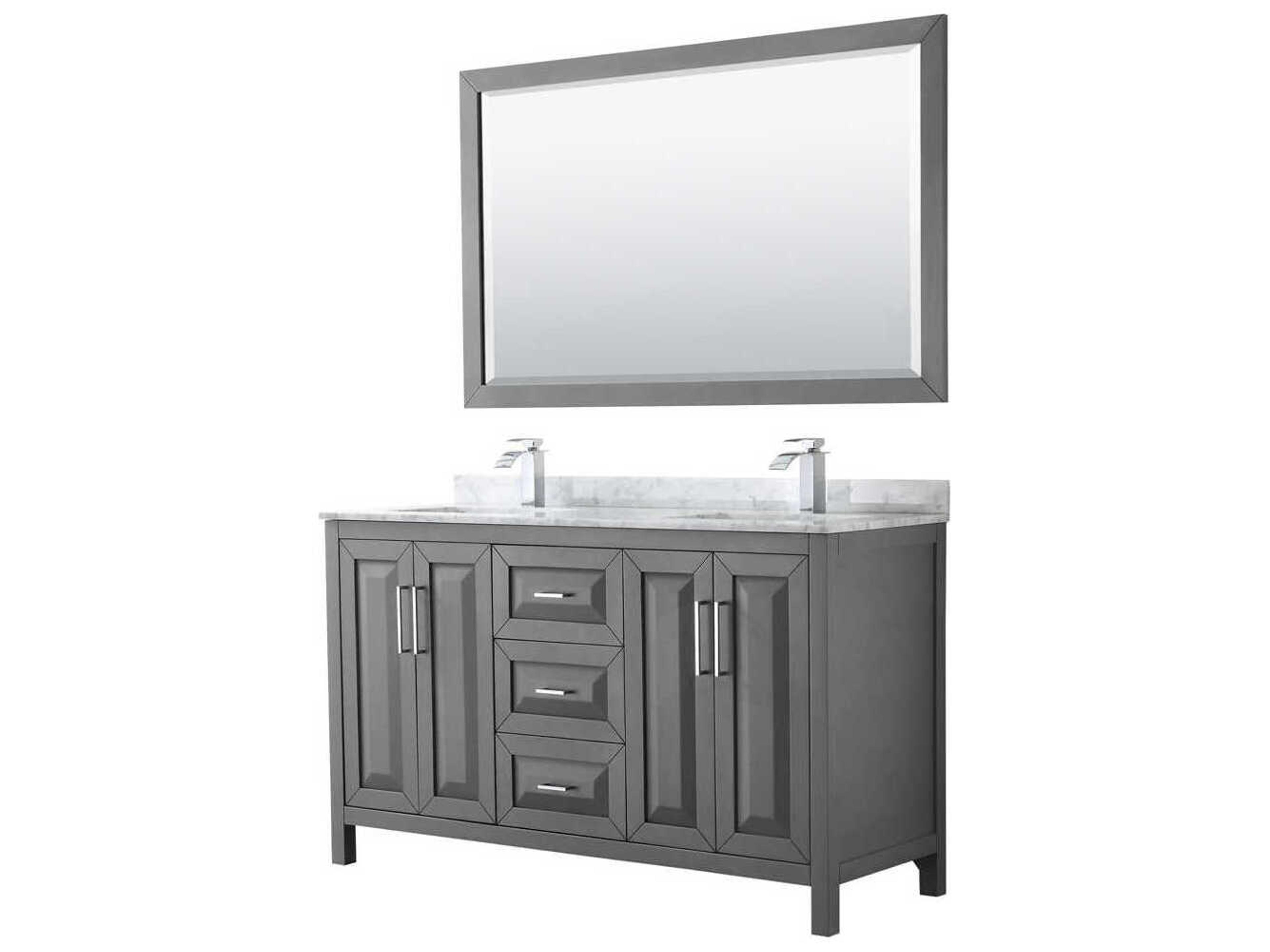 Wyndham Collection Daria 60" Dark Gray Vanity with 58" Mirror
