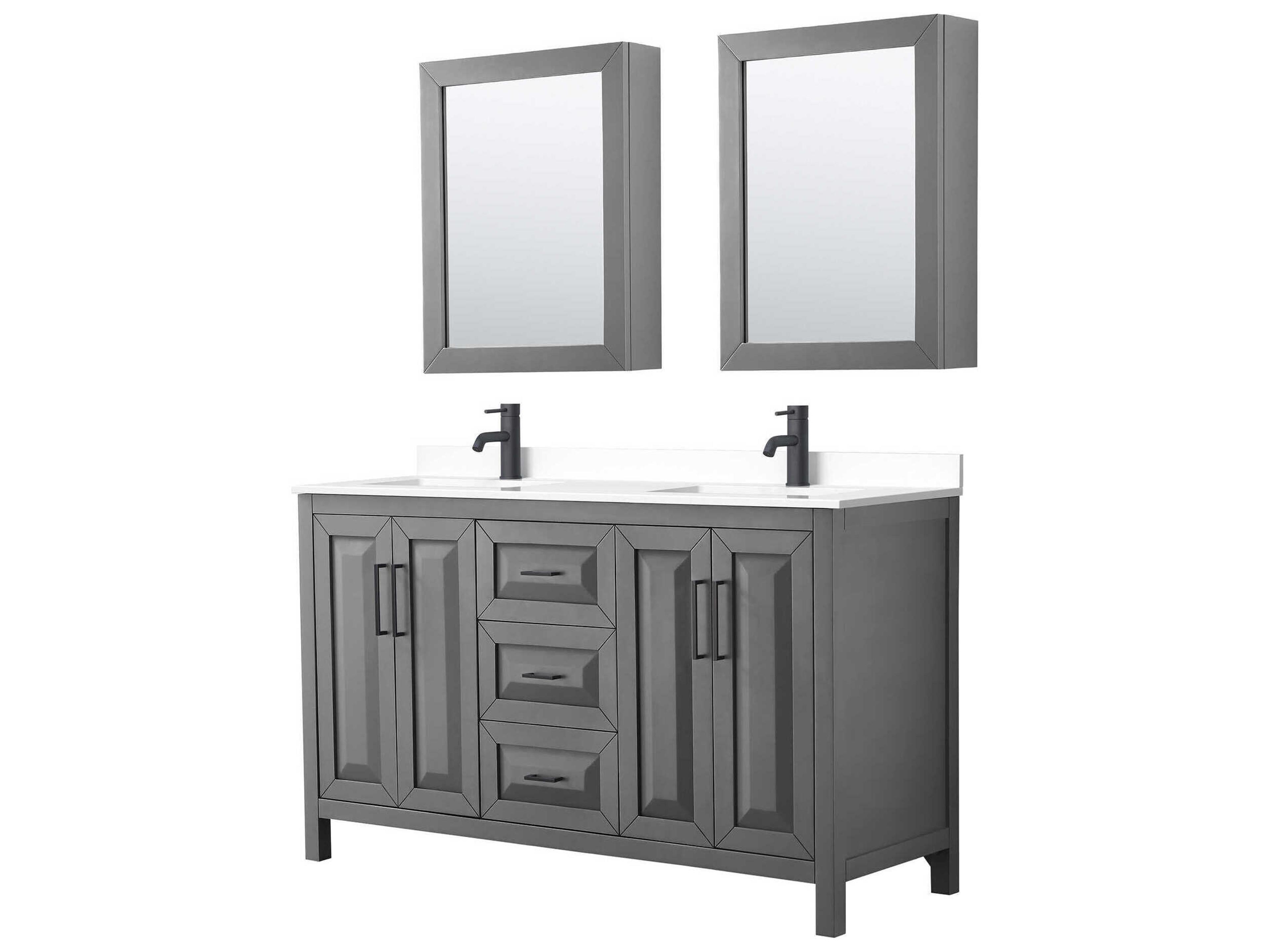 Wyndham Collection Daria 60" Dark Gray Vanity with Medicine Cabinet