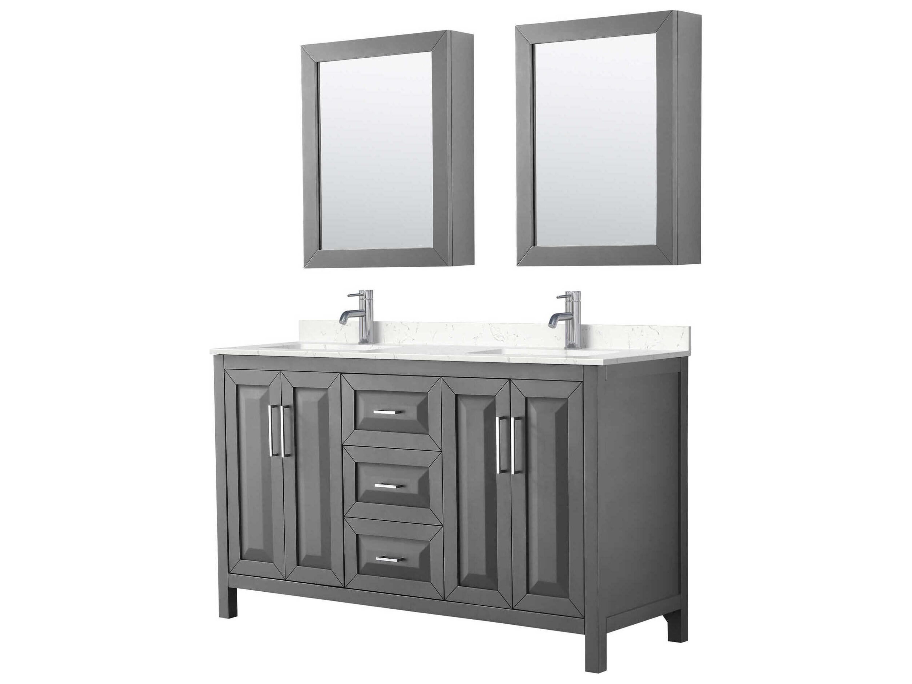 Wyndham Collection Daria 60" Dark Gray Vanity with Medicine Cabinet