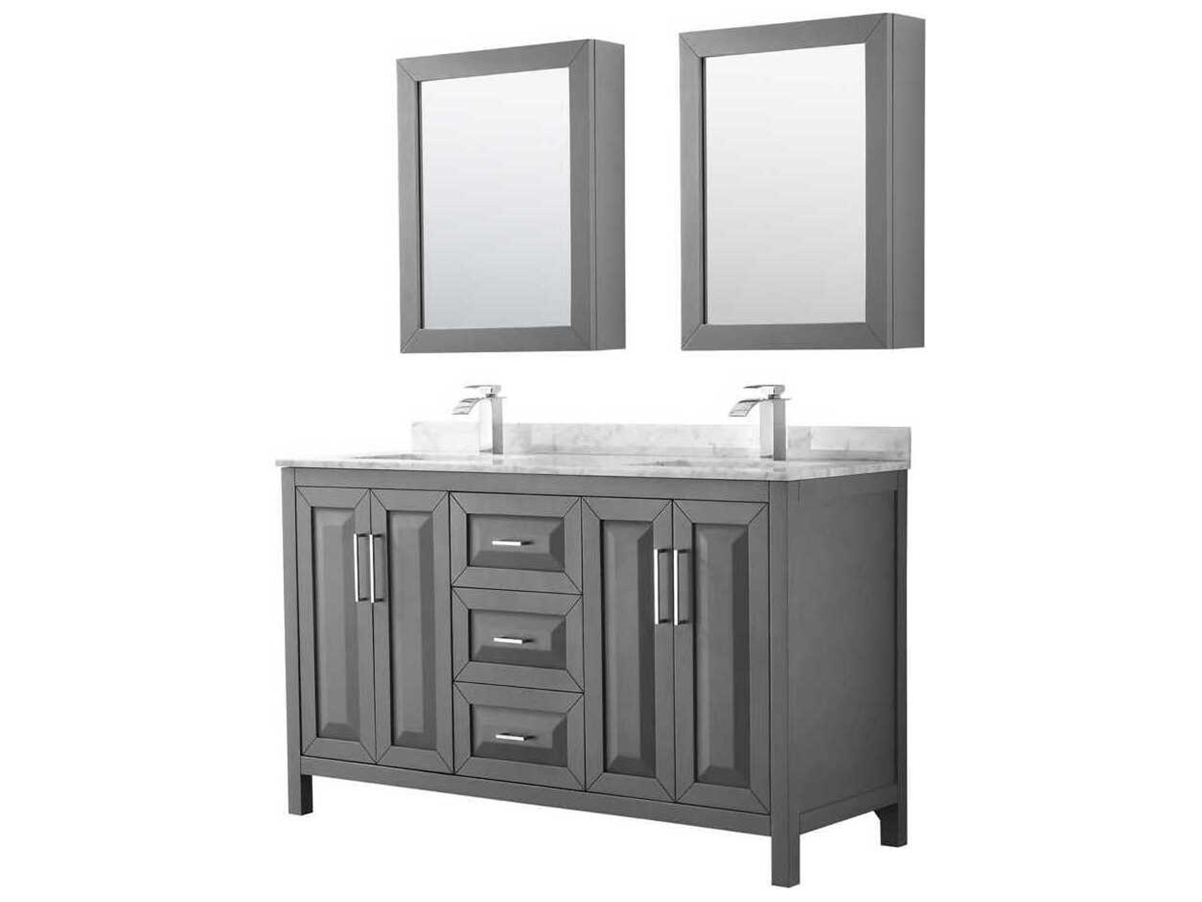 Wyndham Collection Daria 60" Dark Gray Vanity with Medicine Cabinet