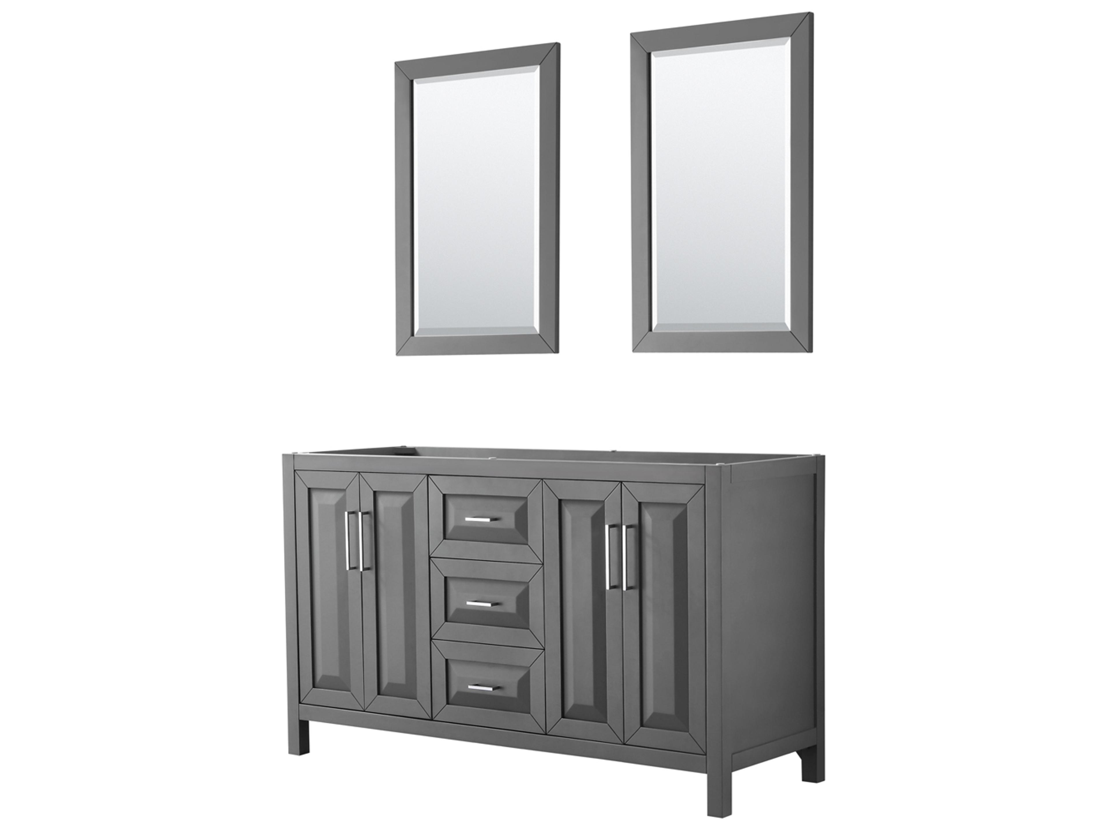 Wyndham Collection Daria 59" Dark Gray Vanity with 24" Mirror