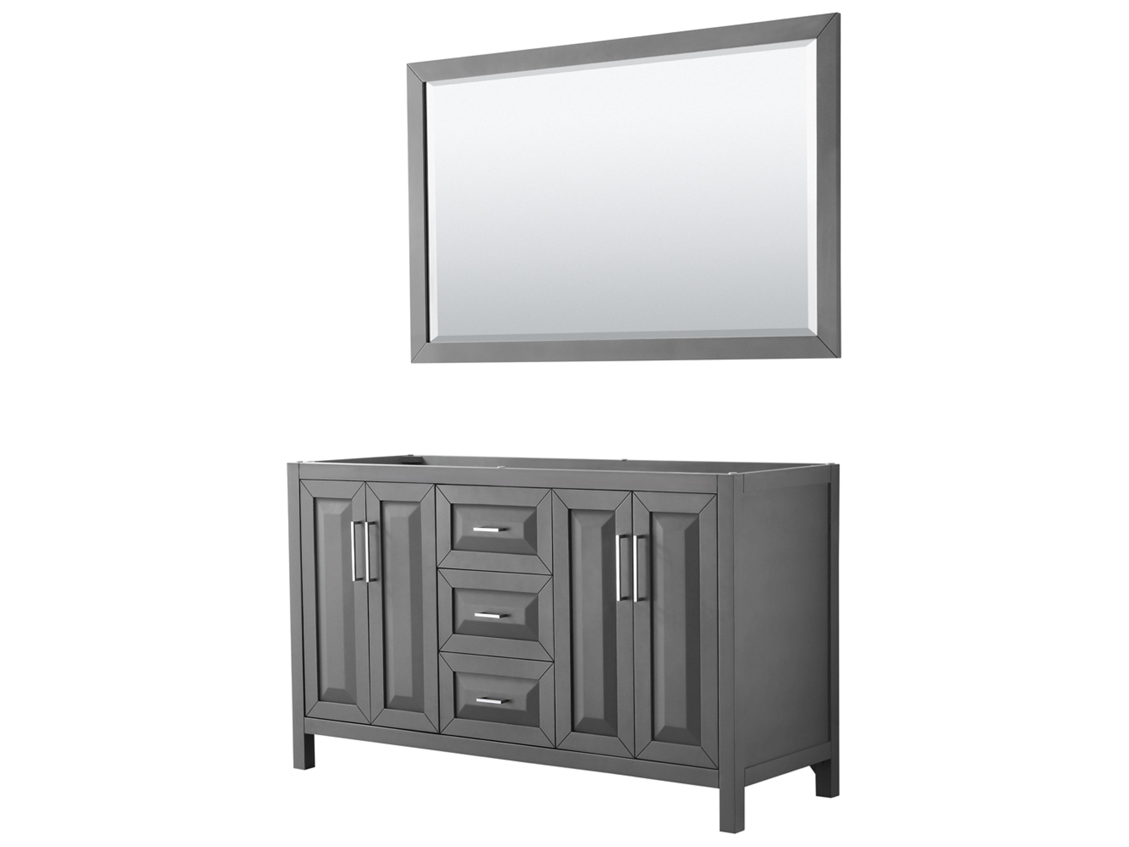 Wyndham Collection Daria 59" Dark Gray Vanity with 58" Mirror