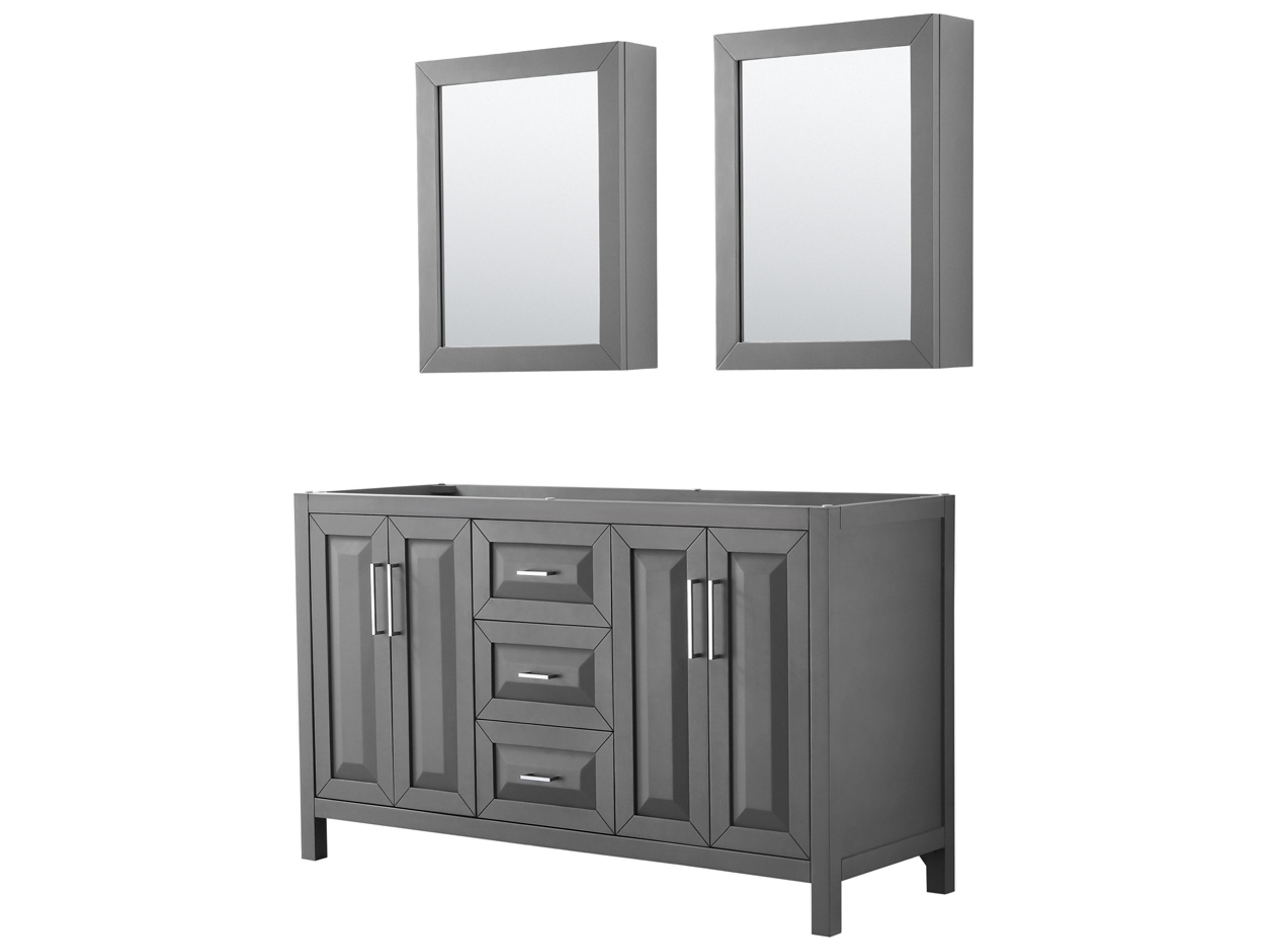 Wyndham Collection Daria 59" Dark Gray Vanity with Medicine Cabinet