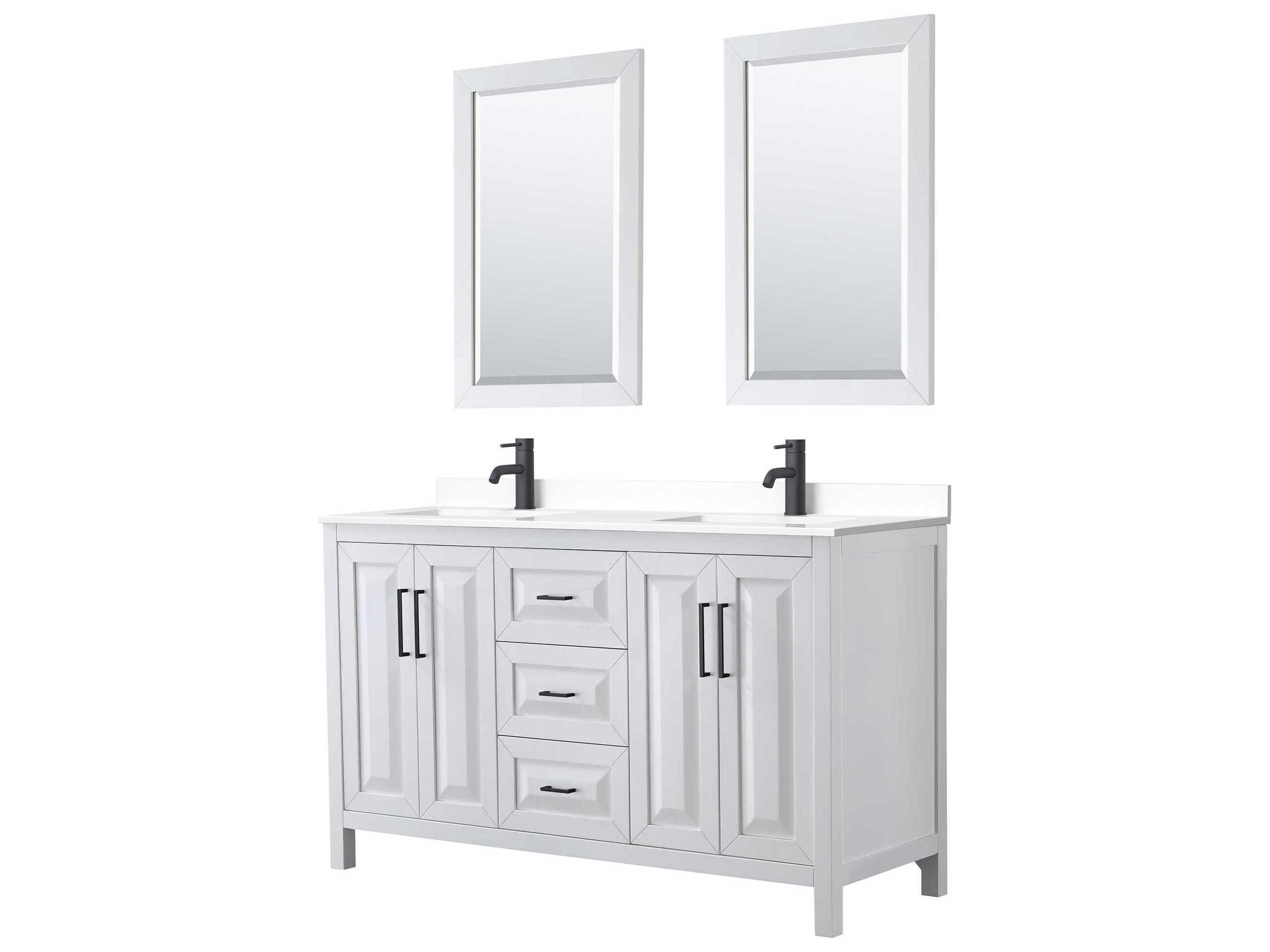 Wyndham Collection Daria 60" White Vanity with 24" Mirror