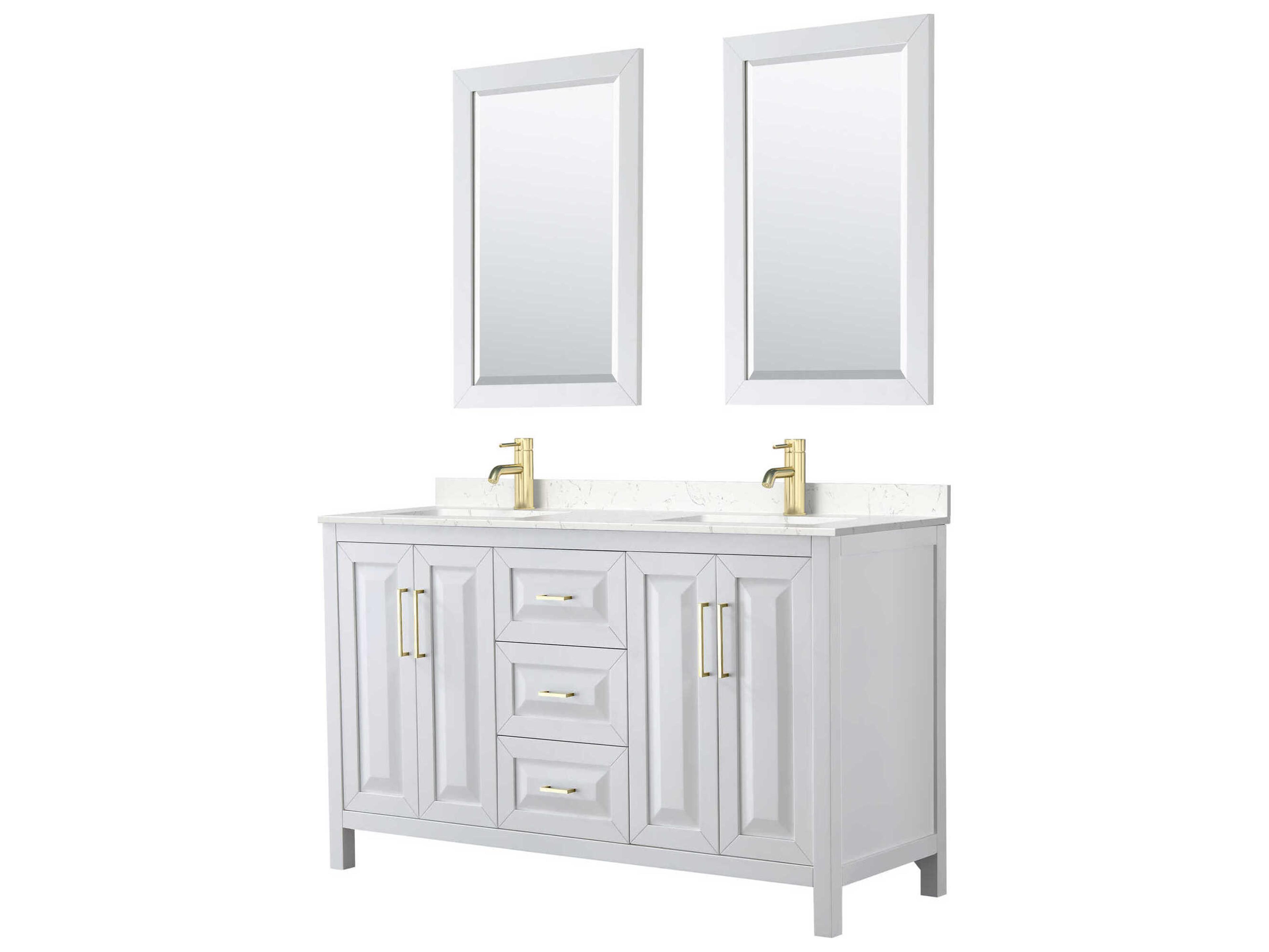 Wyndham Collection Daria 60" White Vanity with 24" Mirror