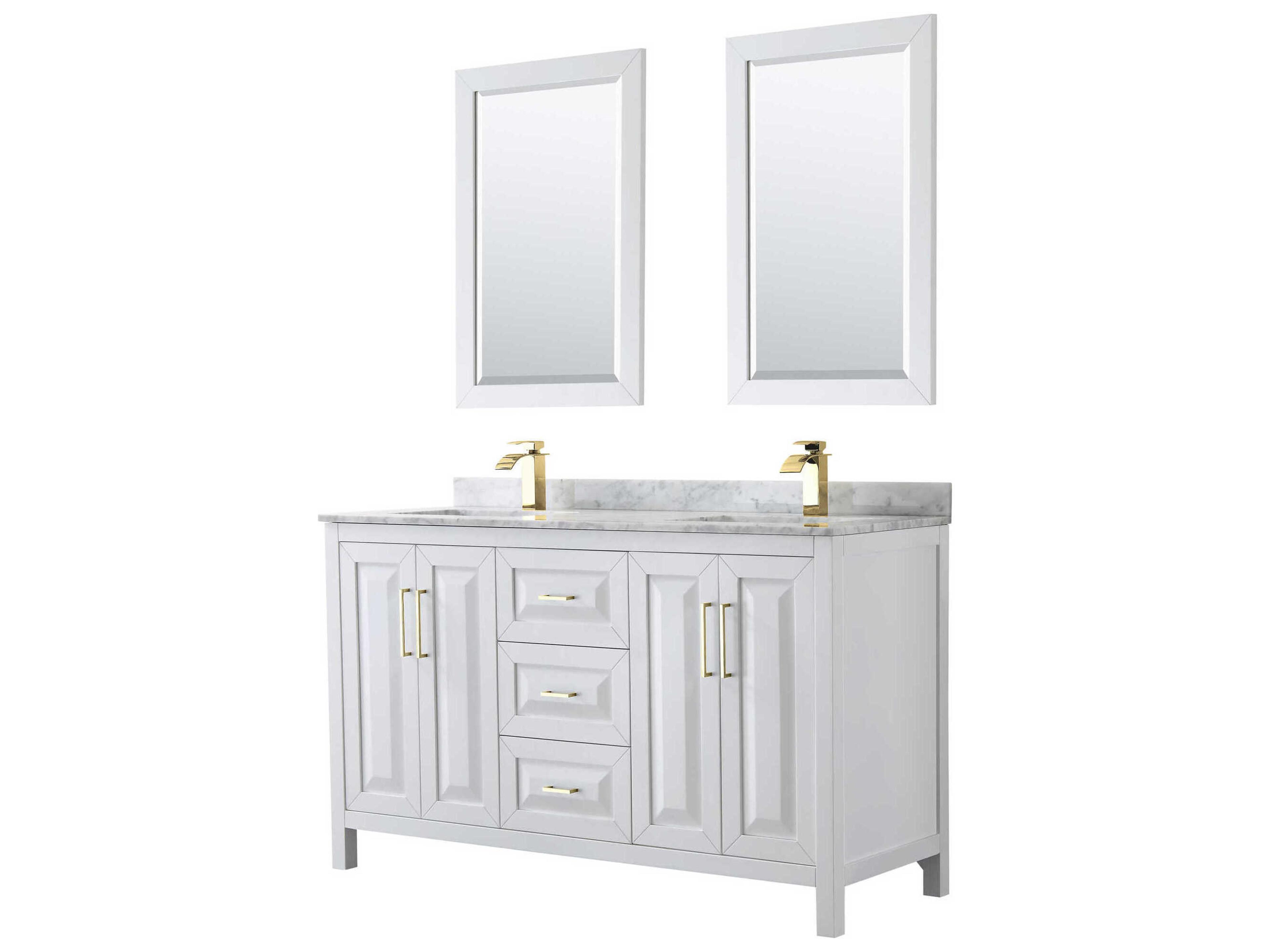 Wyndham Collection Daria 60" White Vanity with 24" Mirror