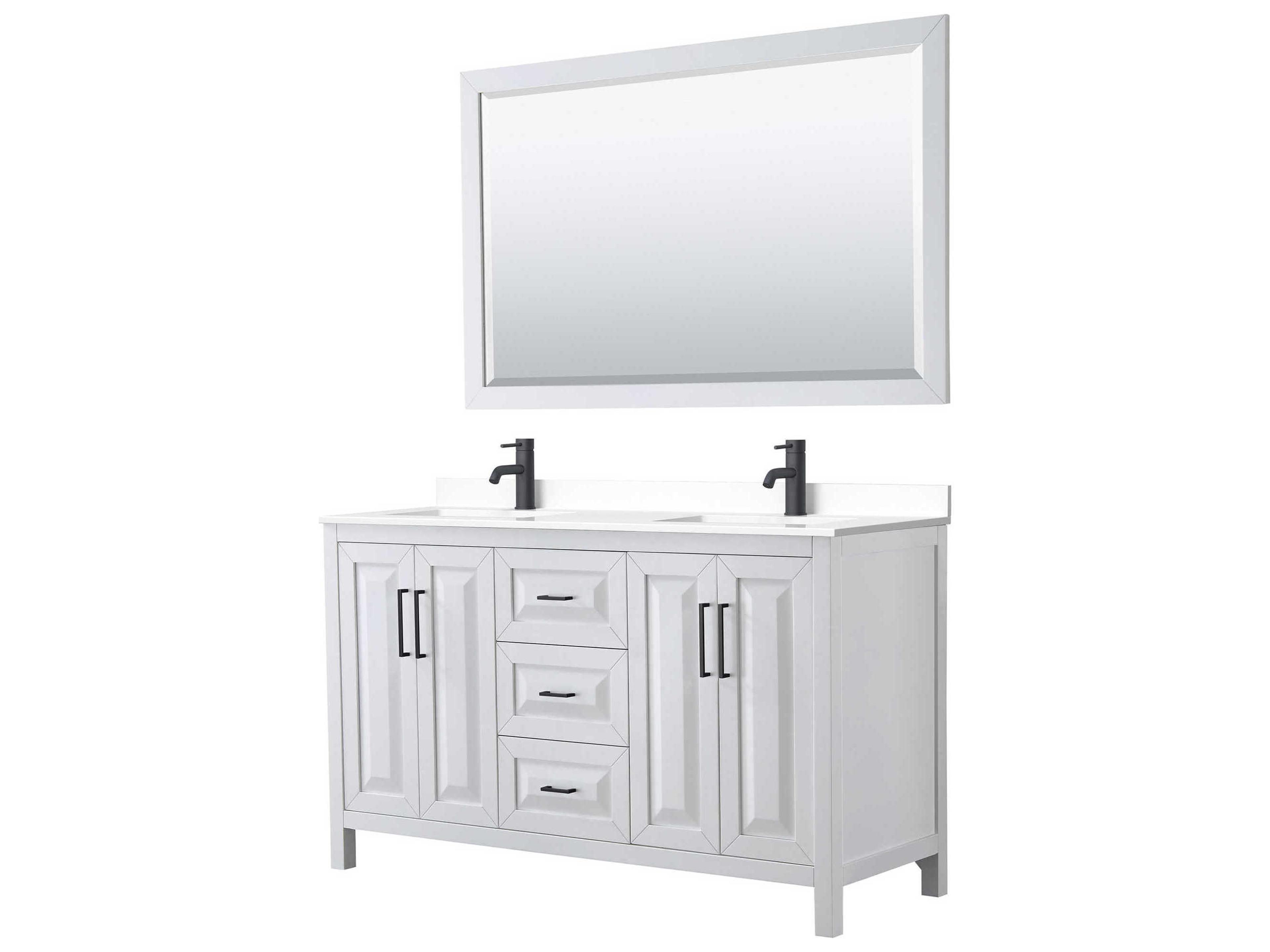 Wyndham Collection Daria 60" White Vanity with 58" Mirror