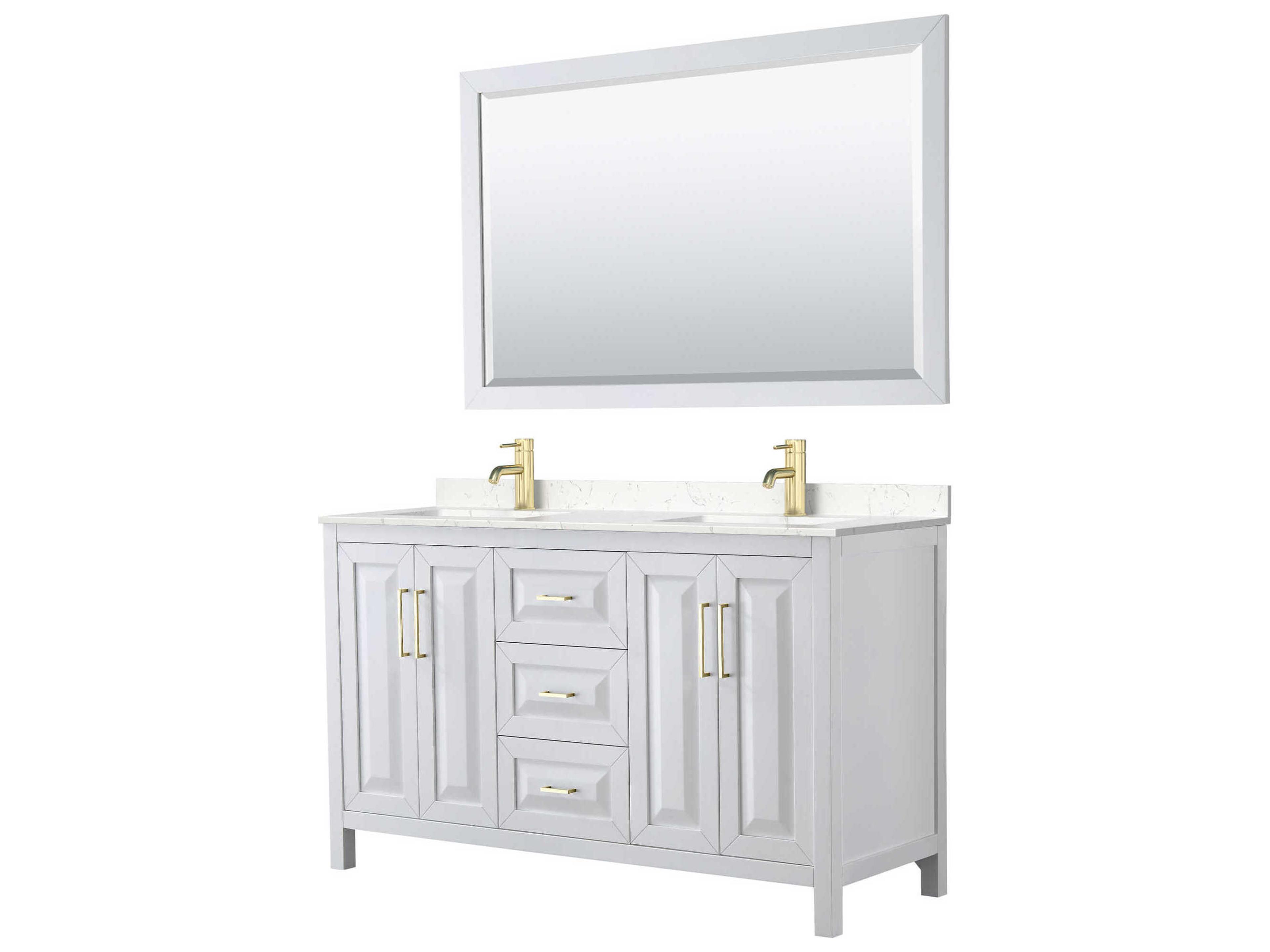 Wyndham Collection Daria 60" White Vanity with 58" Mirror