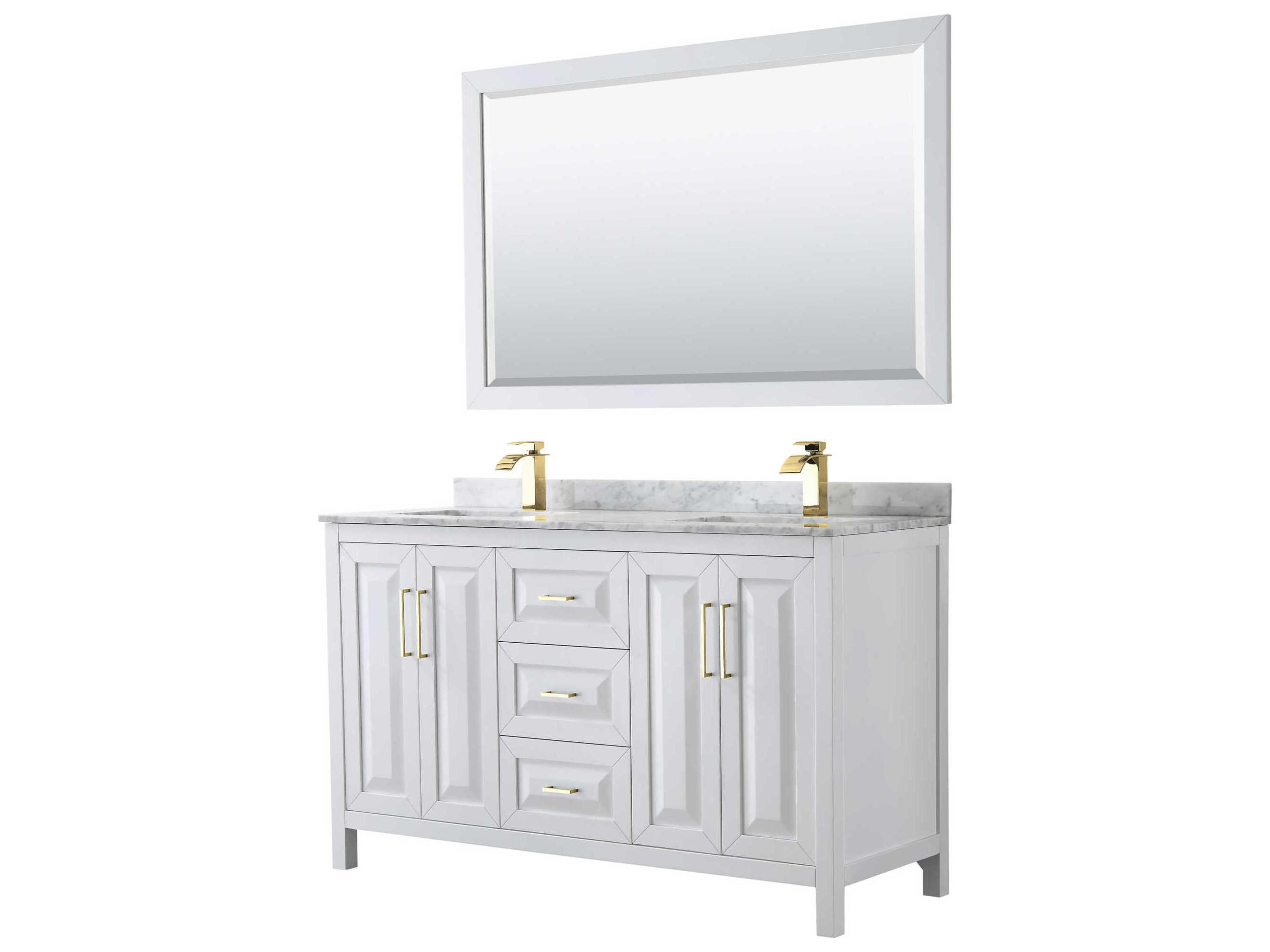 Wyndham Collection Daria 60" White Vanity with 58" Mirror