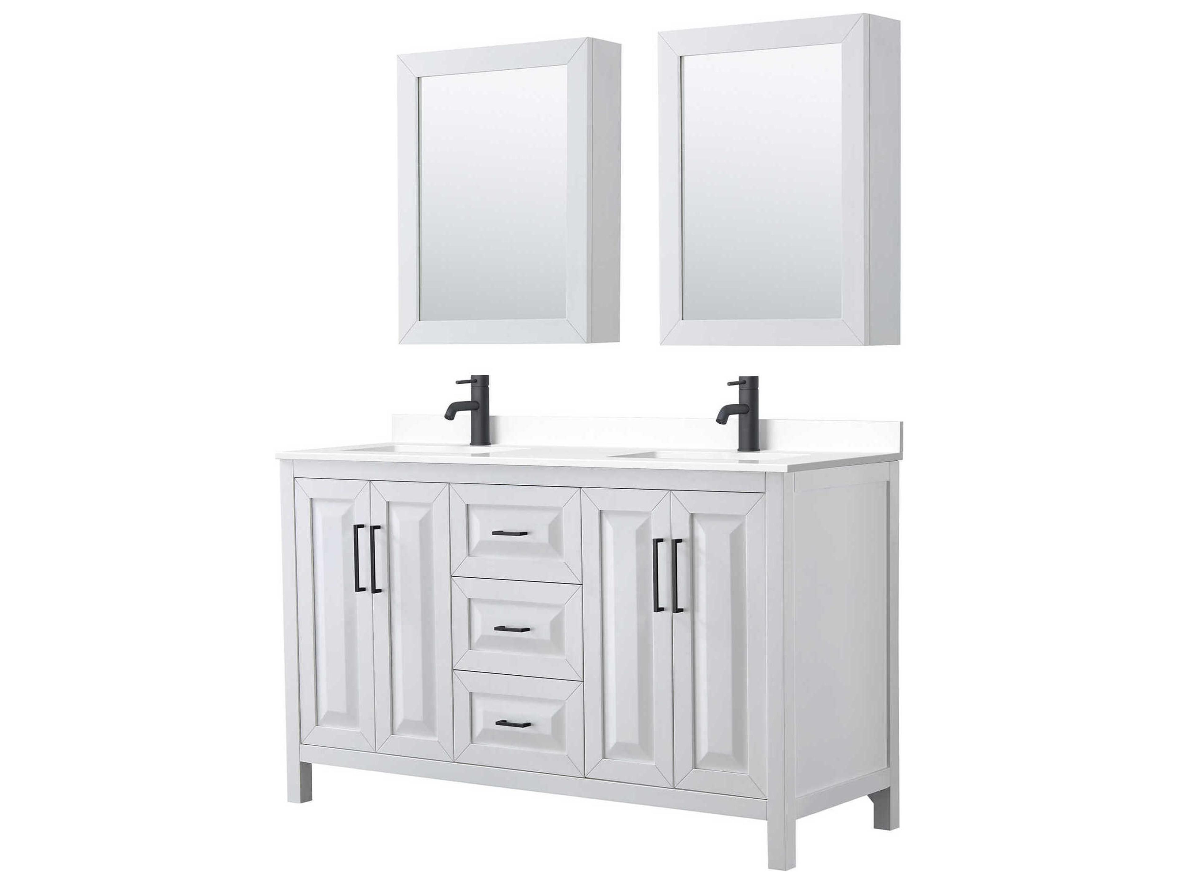 Wyndham Collection Daria 60" White Vanity with Medicine Cabinet