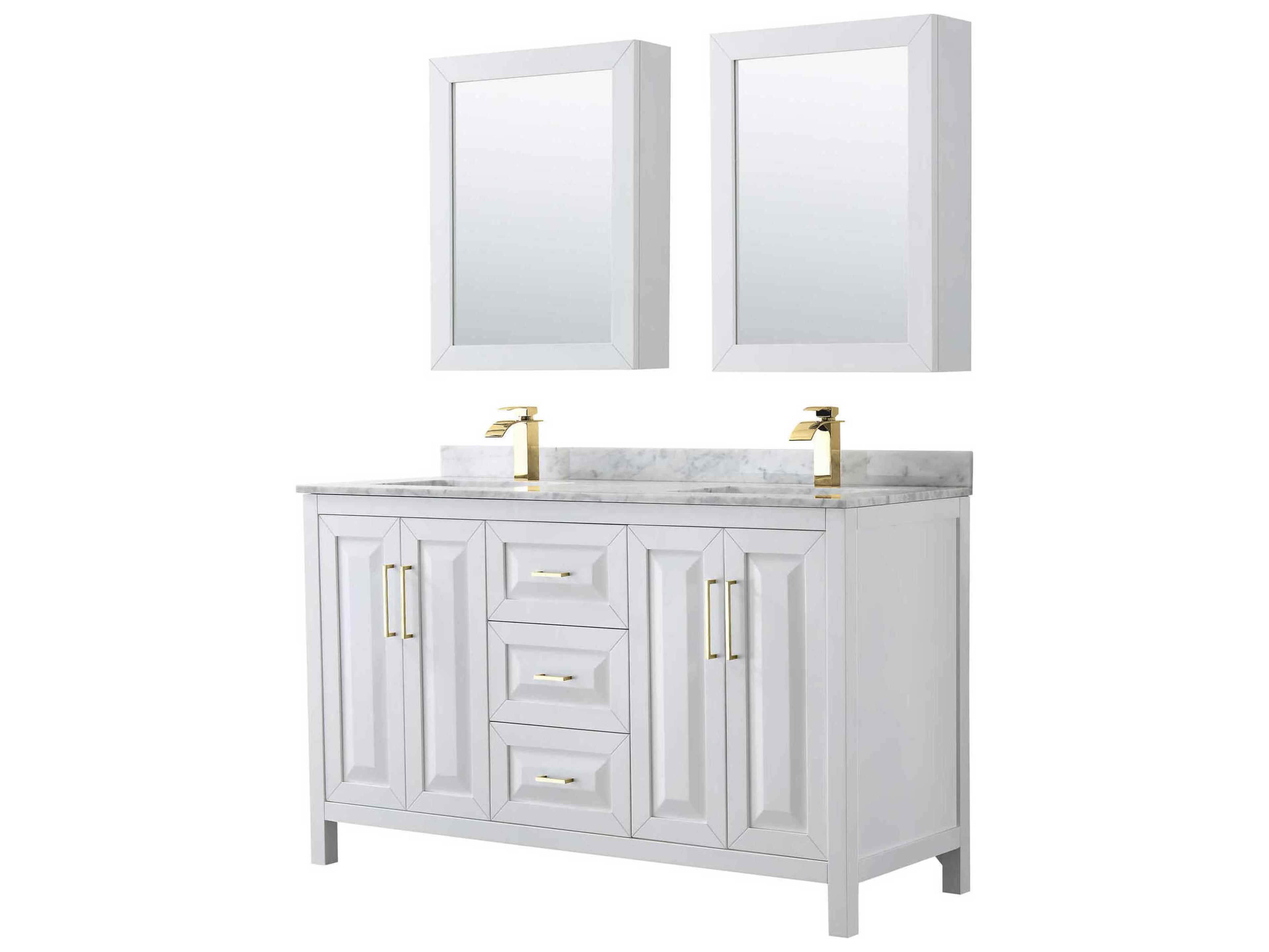 Wyndham Collection Daria 60" White Vanity with Medicine Cabinet