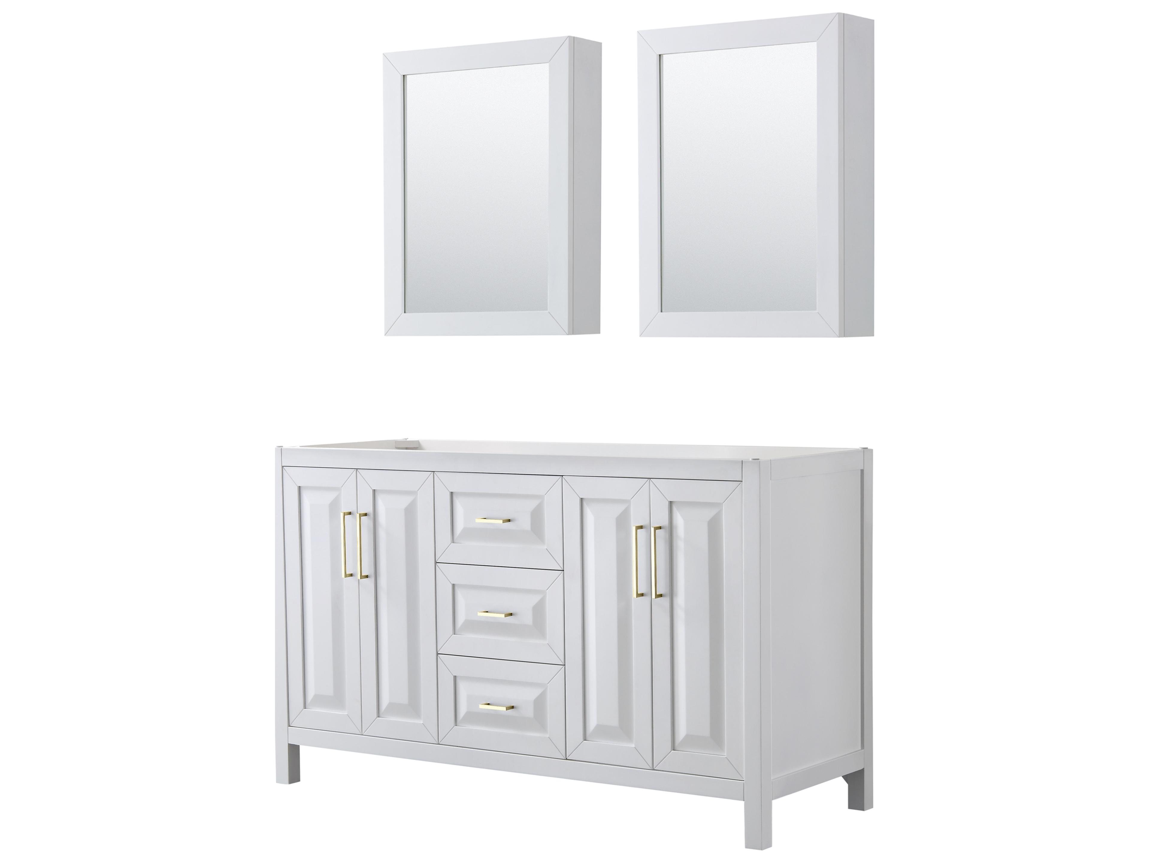 Wyndham Collection Daria 59" White Vanity with Medicine Cabinet