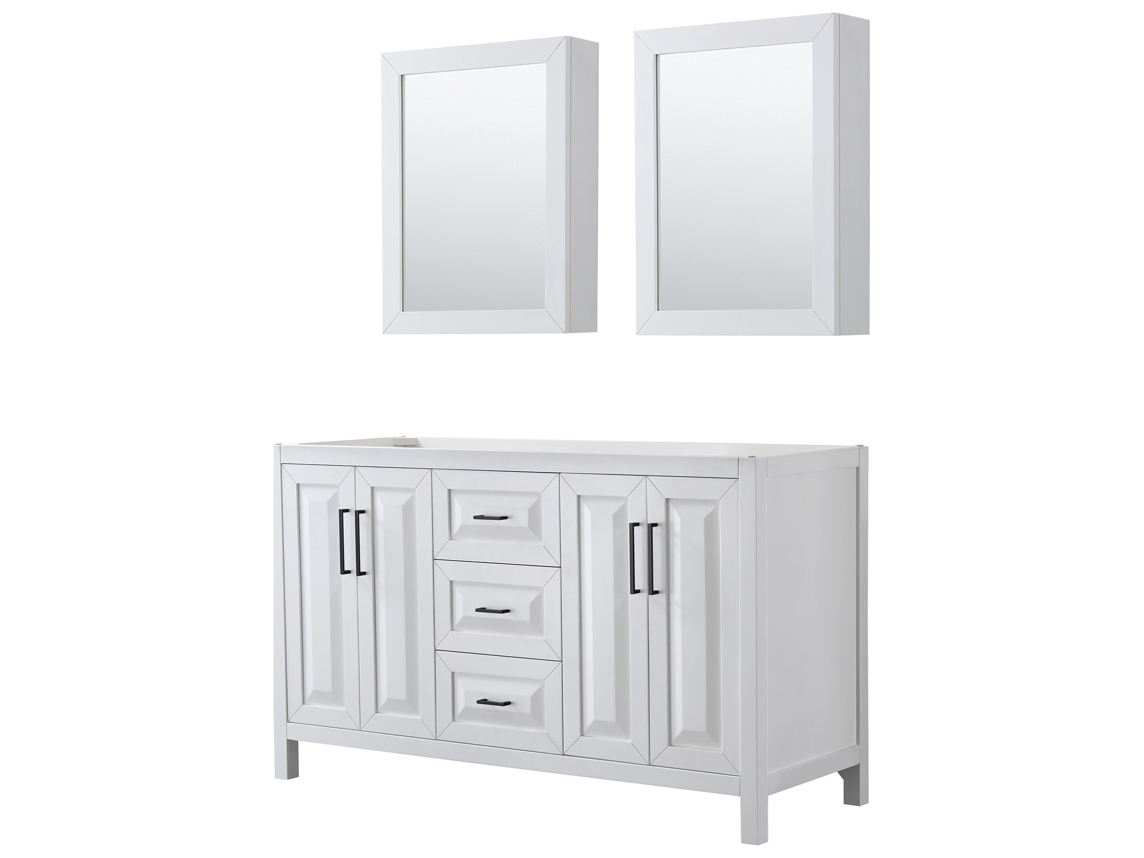 Wyndham Collection Daria 59" White Vanity with Medicine Cabinet