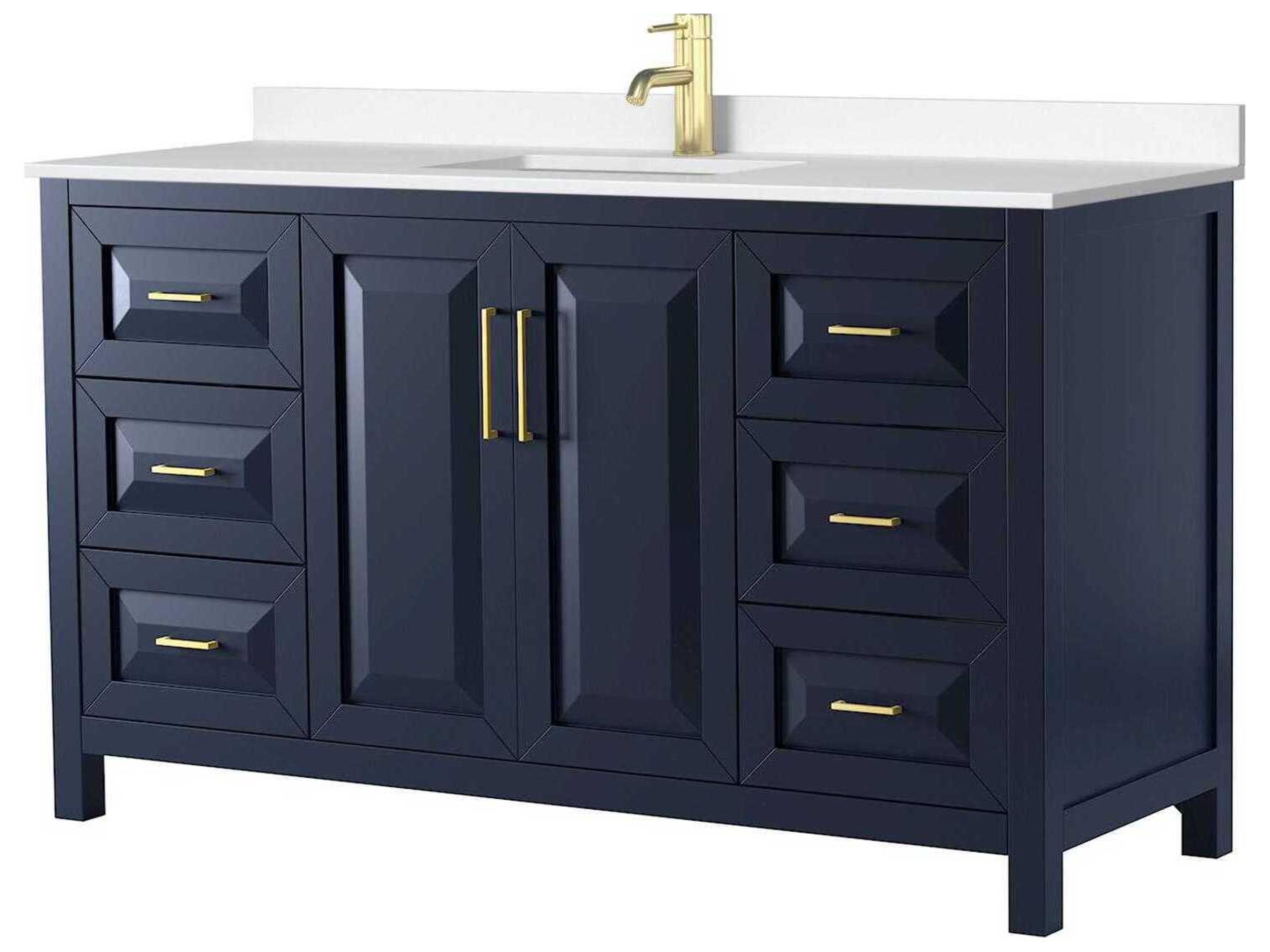 Wyndham Collection Daria 60" Dark Blue Vanity