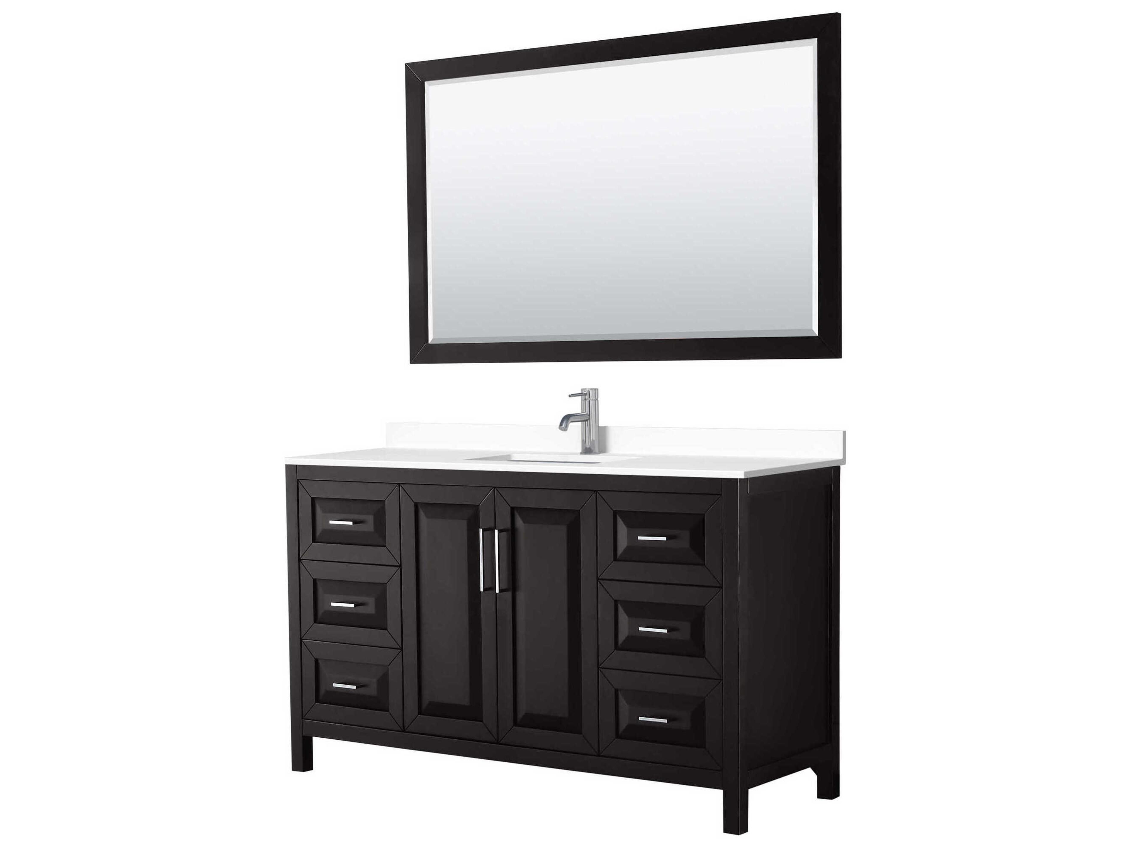 Wyndham Collection Daria 60" Dark Espresso Vanity with 58" Mirror
