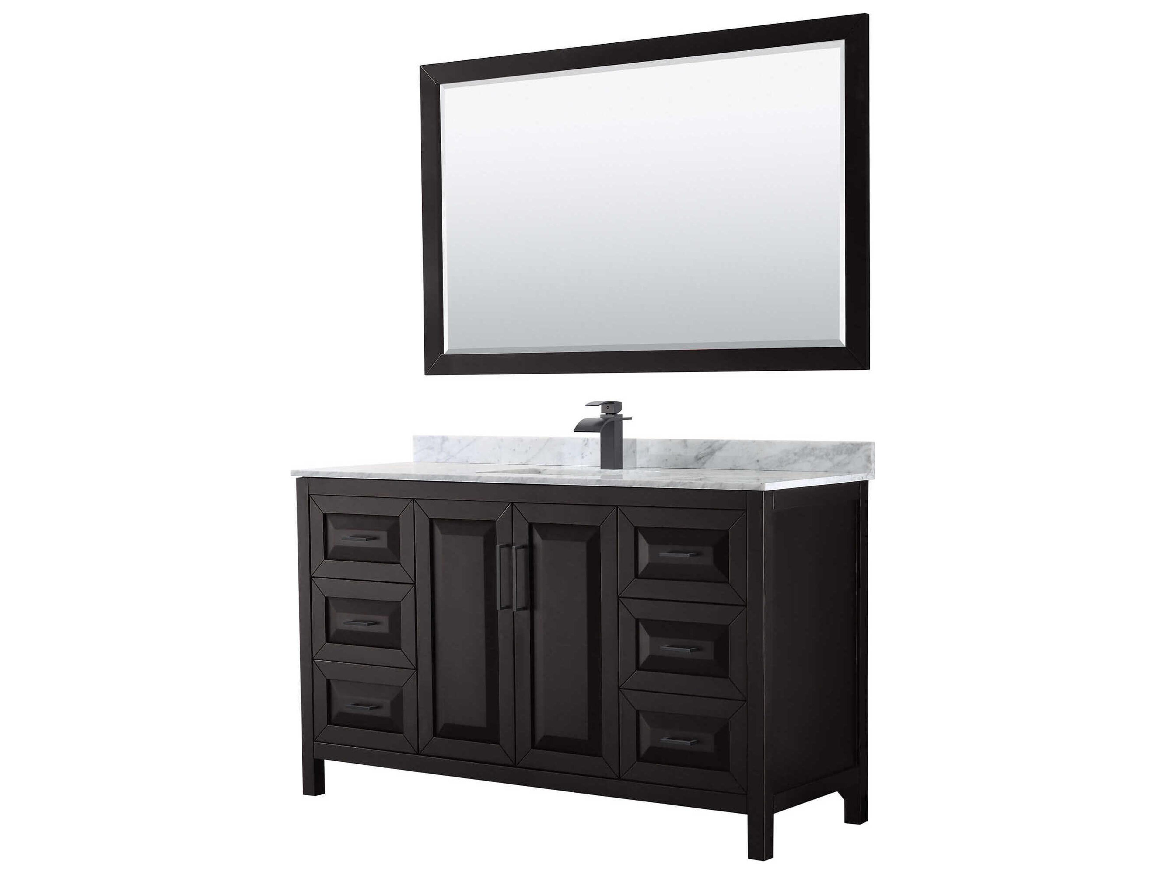 Wyndham Collection Daria 60" Dark Espresso Vanity with 58" Mirror