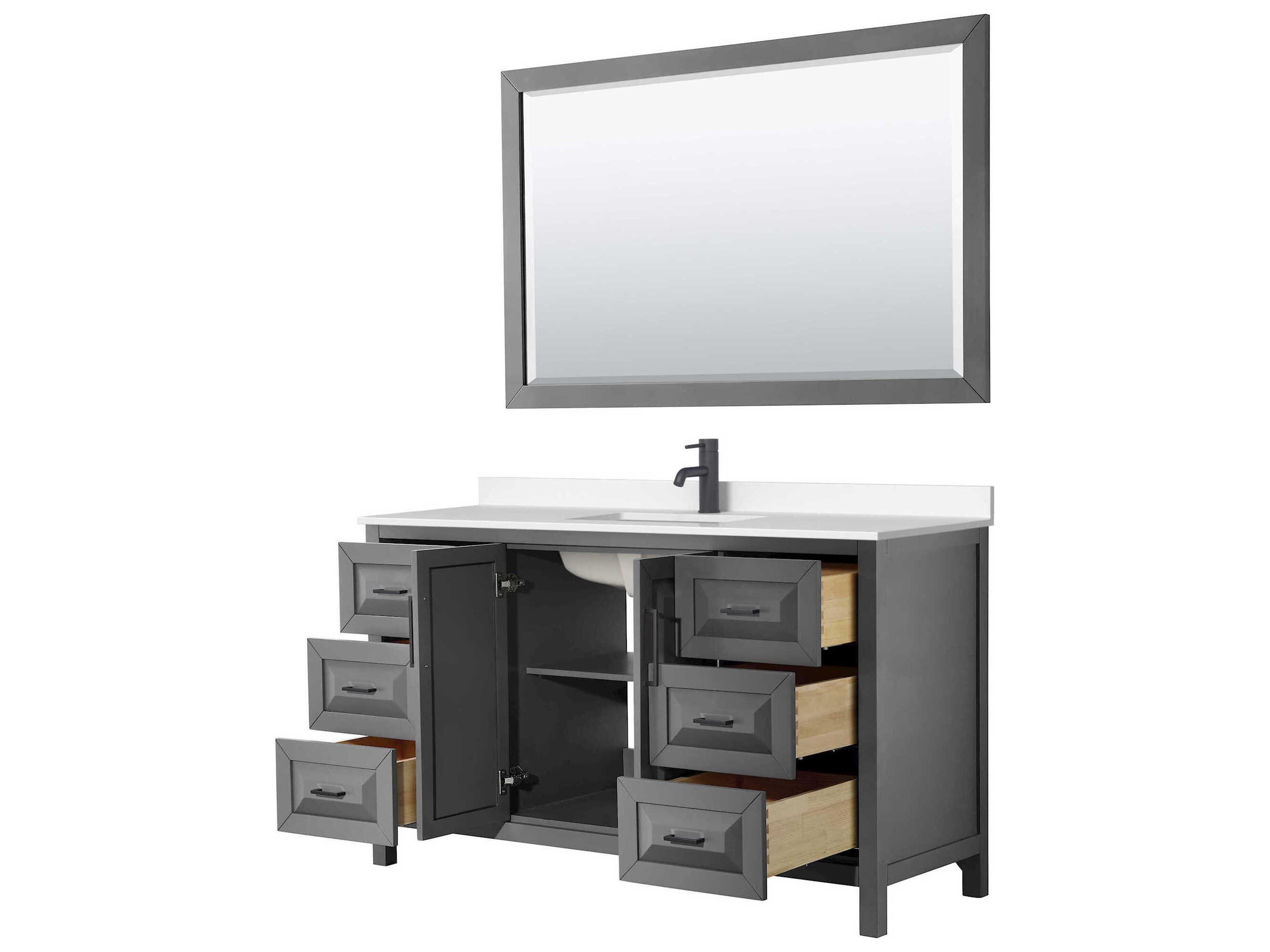 Wyndham Collection Daria 60" Dark Gray Vanity with 58" Mirror