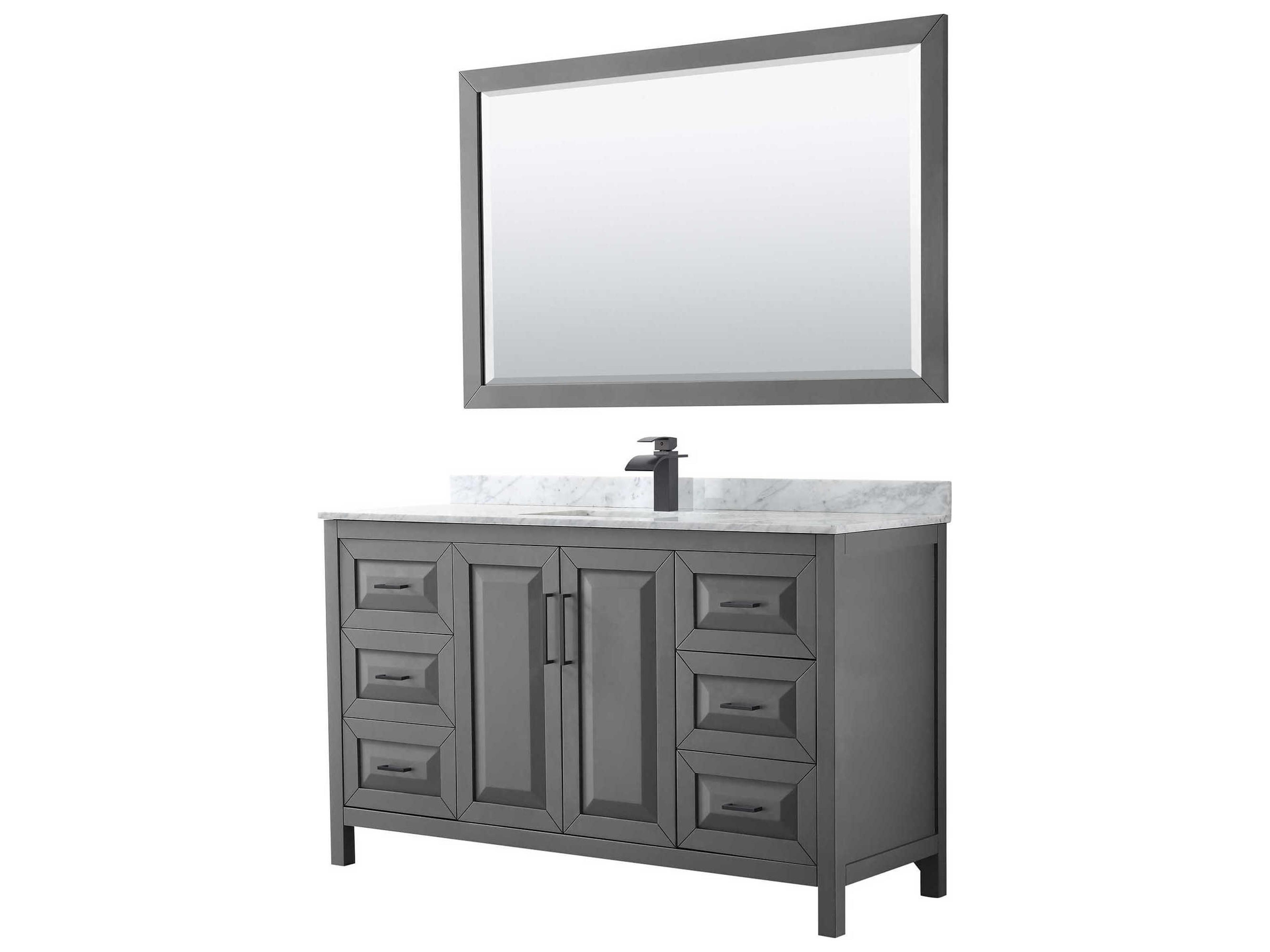 Wyndham Collection Daria 60" Dark Gray Vanity with 58" Mirror