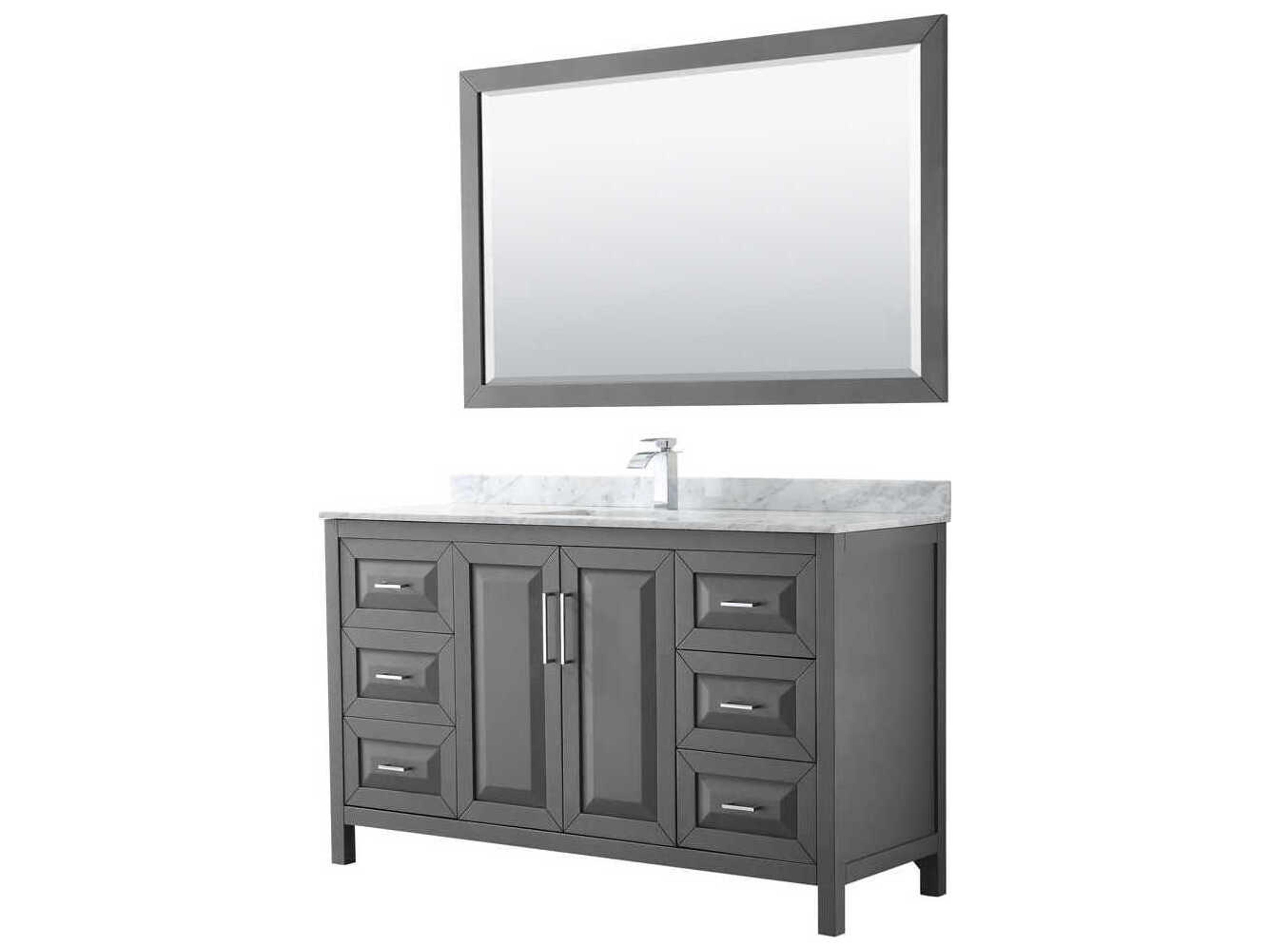 Wyndham Collection Daria 60" Dark Gray Vanity with 58" Mirror