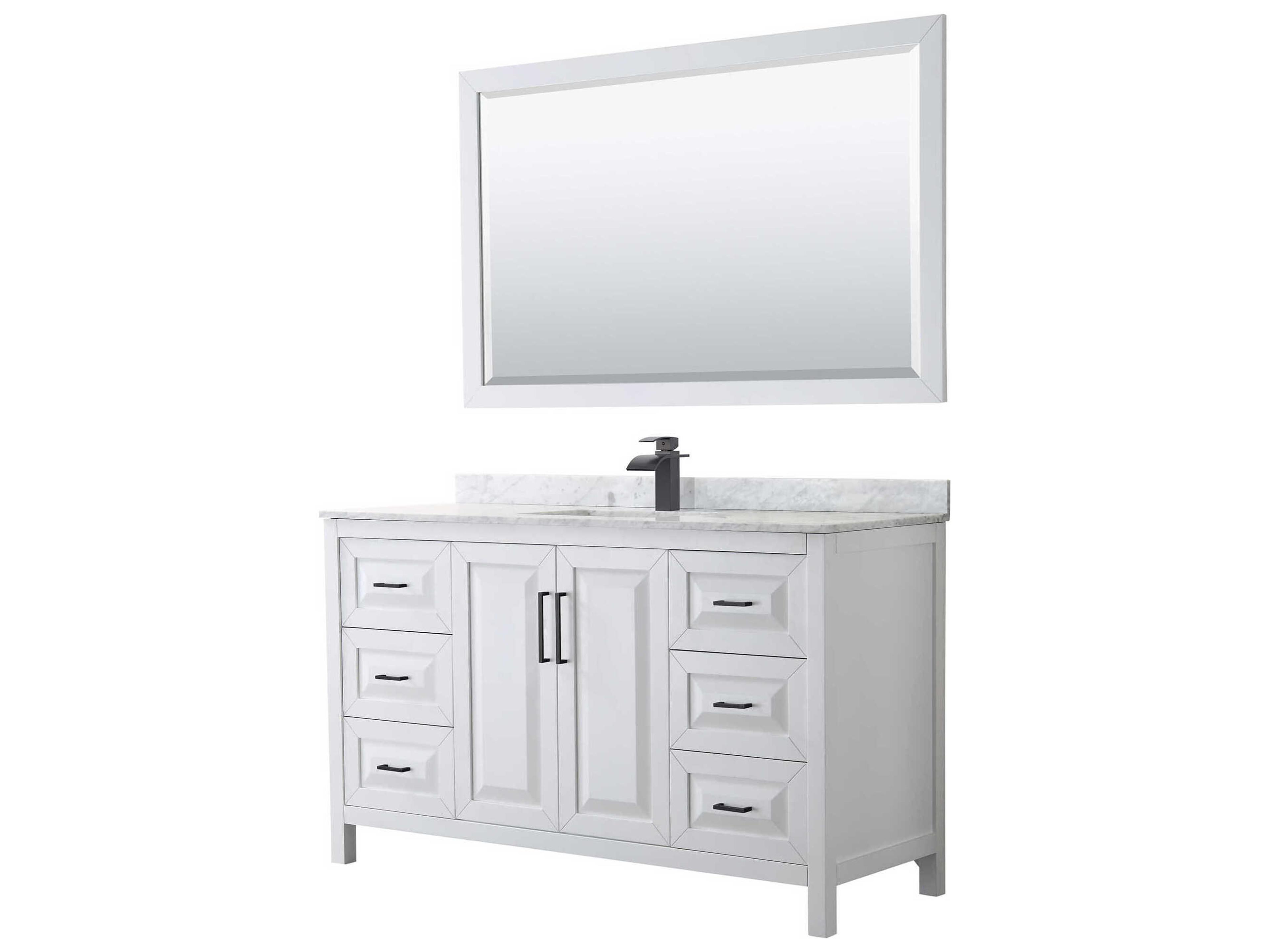 Wyndham Collection Daria 60" White Vanity with 58" Mirror