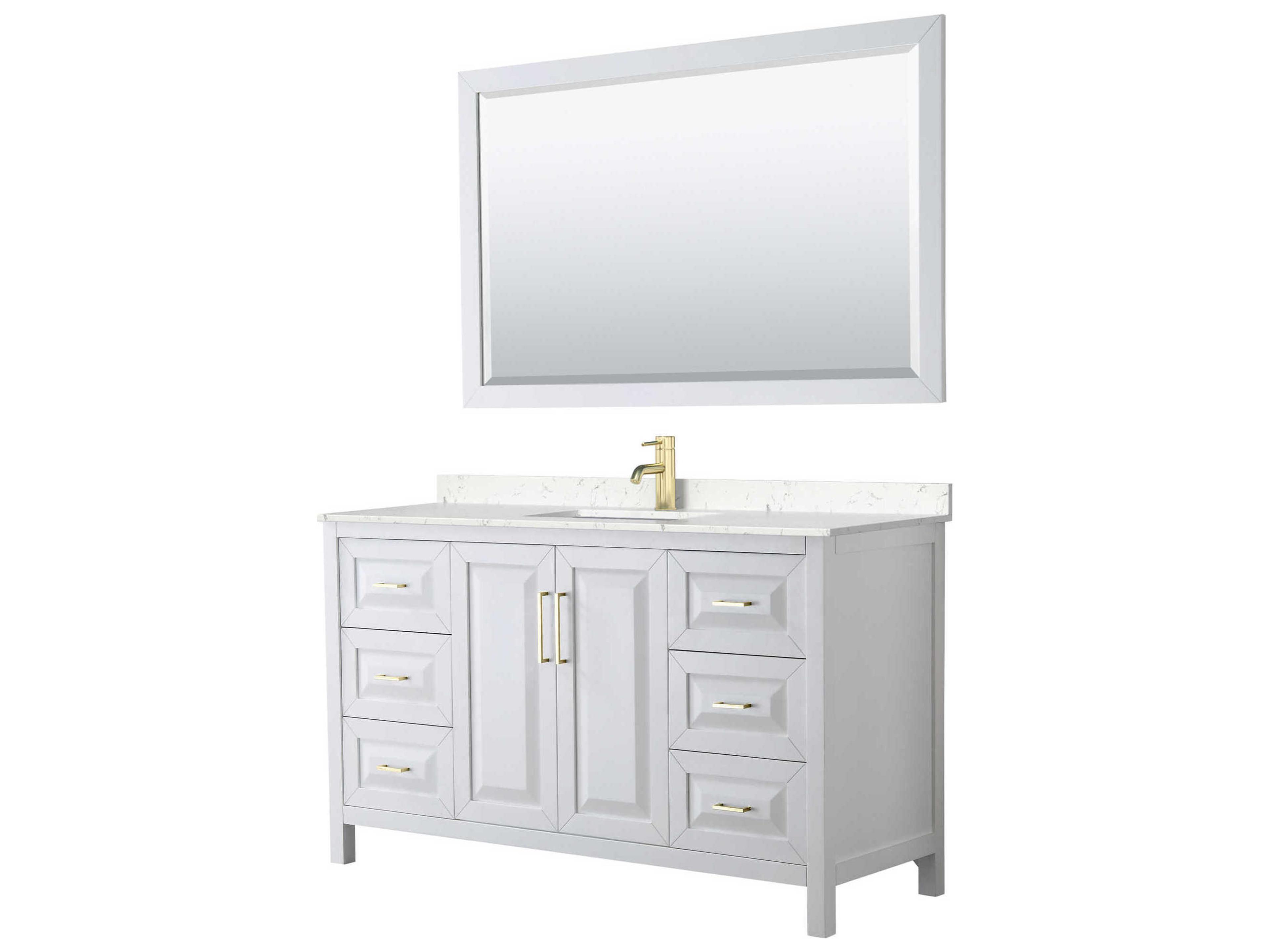 Wyndham Collection Daria 60" White Vanity with 58" Mirror