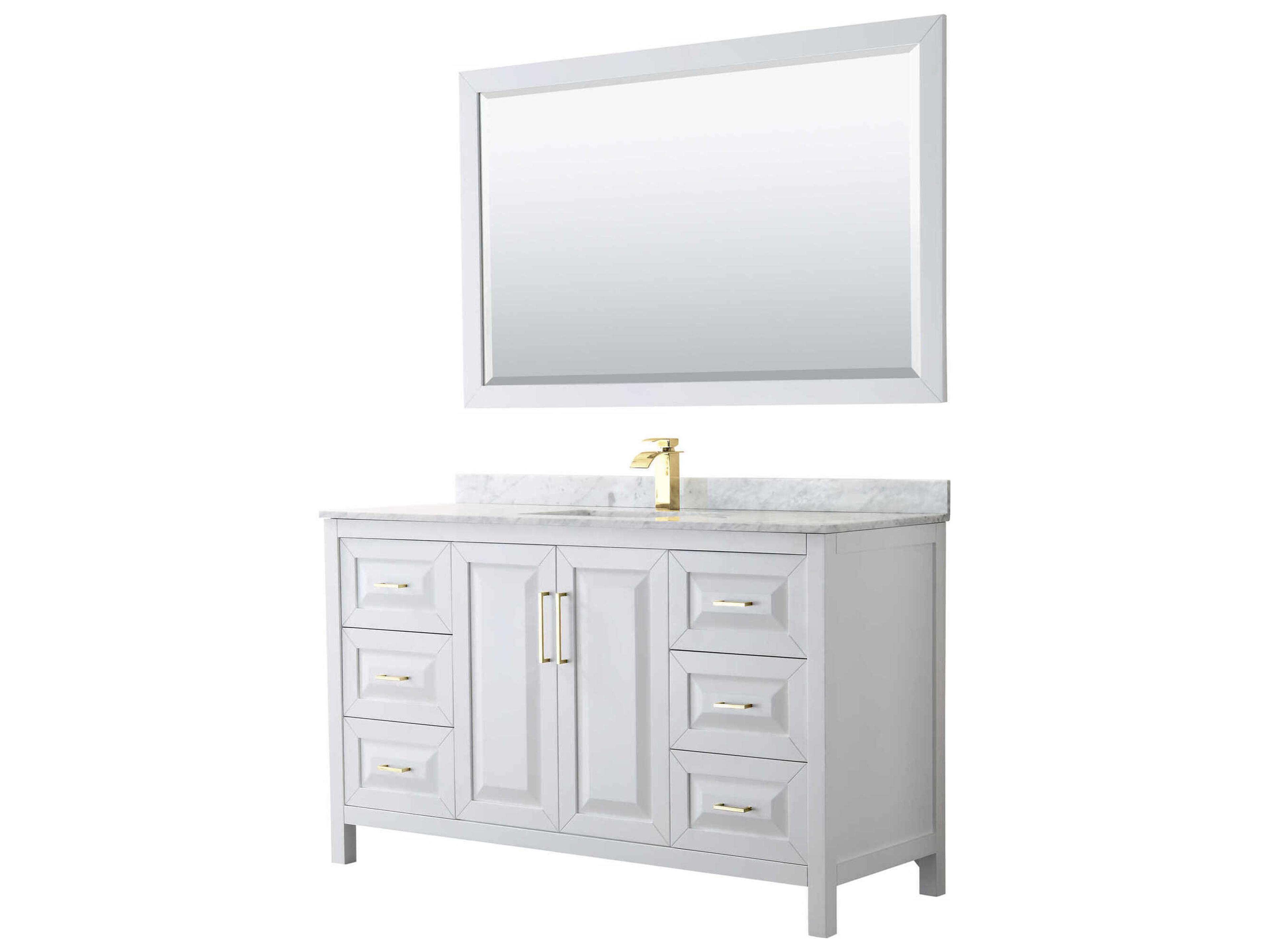 Wyndham Collection Daria 60" White Vanity with 58" Mirror