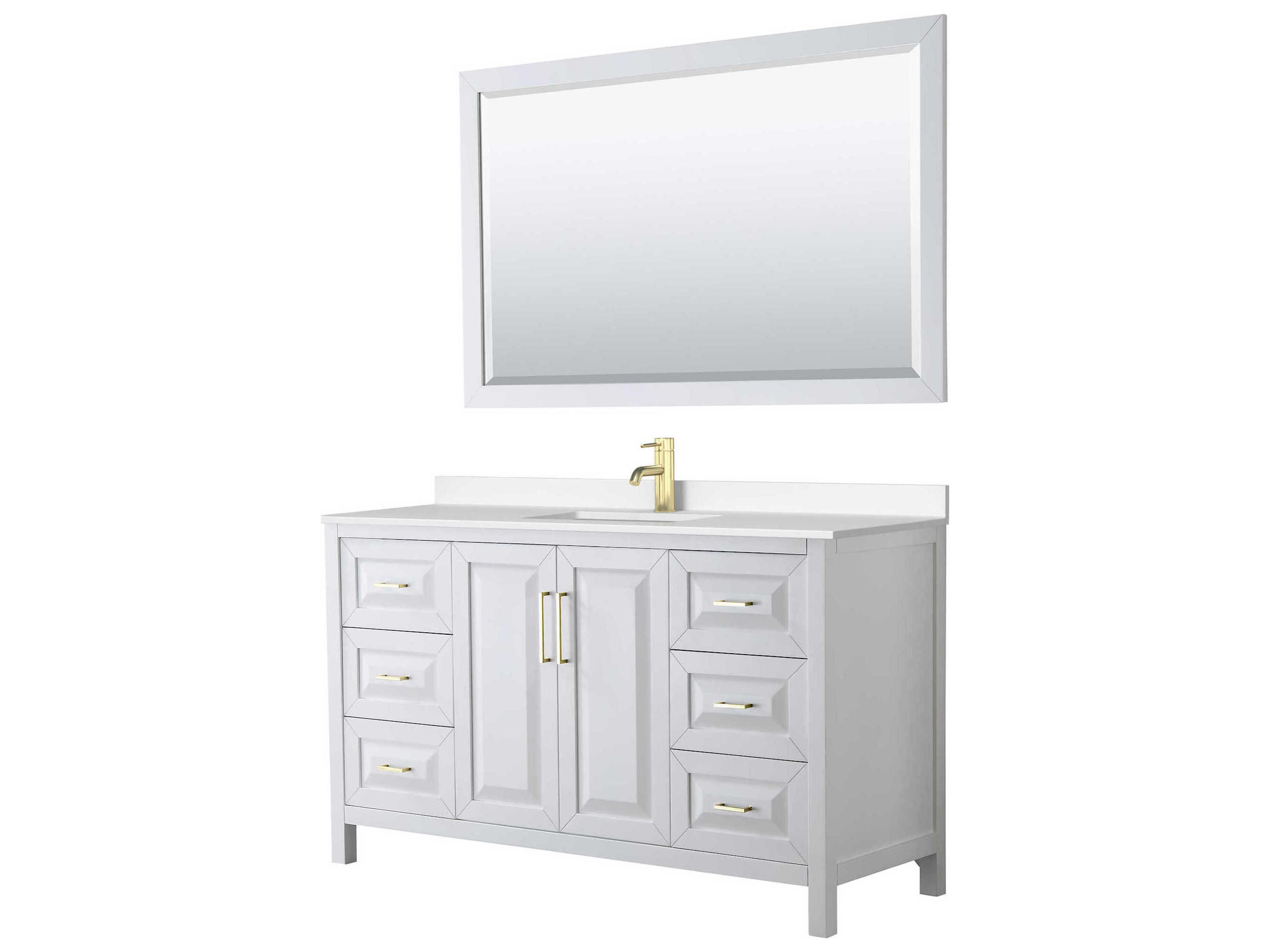 Wyndham Collection Daria 60" White Vanity with 58" Mirror